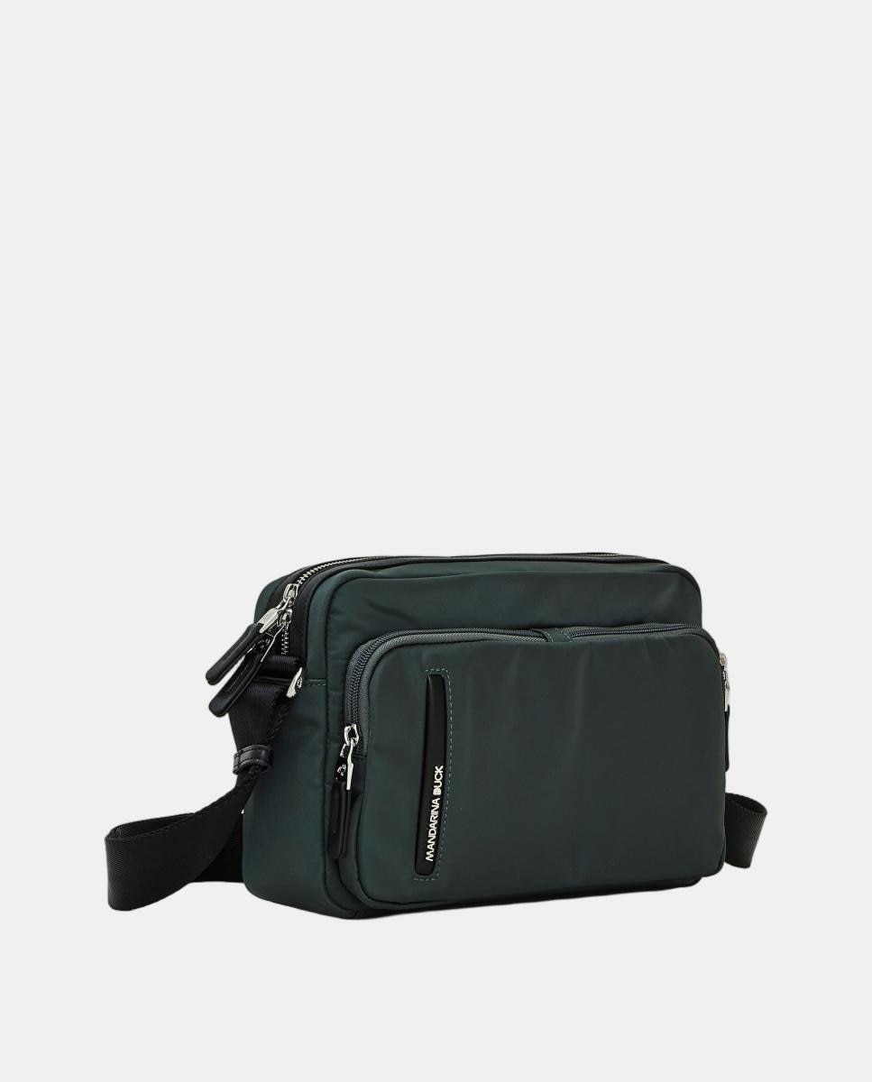 Mala a Tiracolo com Fecho de Correr e em Nylon Verde-5