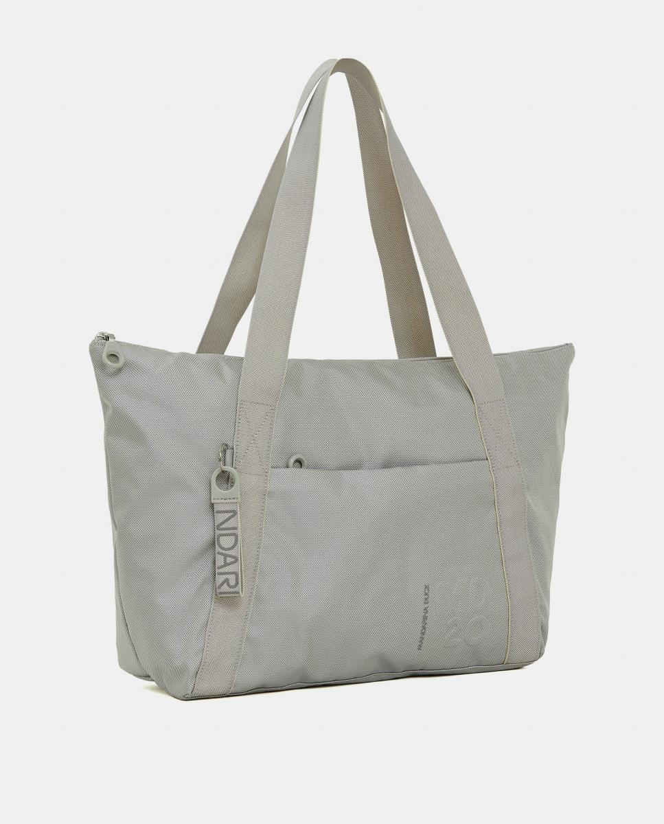 Mala Shopper em Tecido Dobrável Cinzento-claro-2