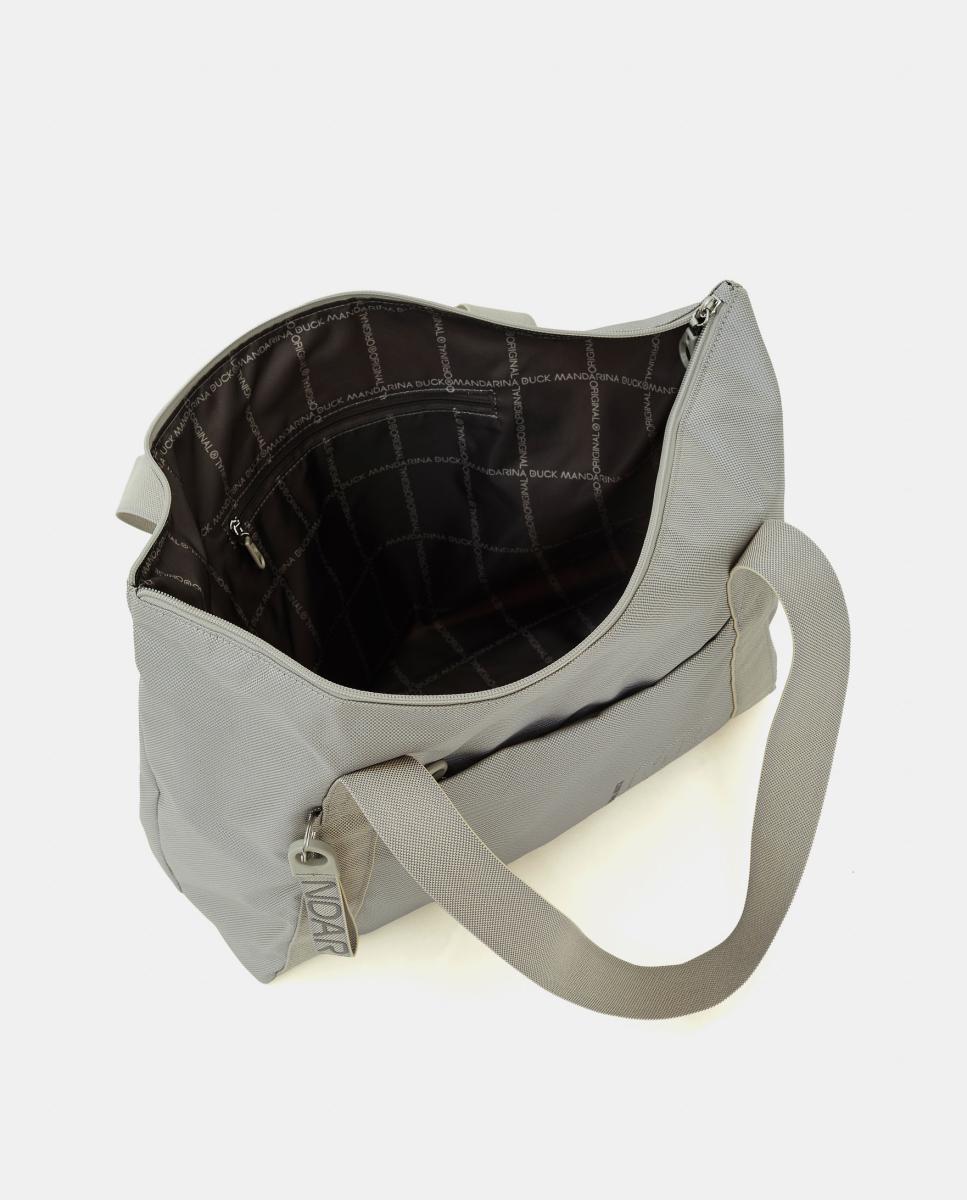 Mala Shopper em Tecido Dobrável Cinzento-claro-4