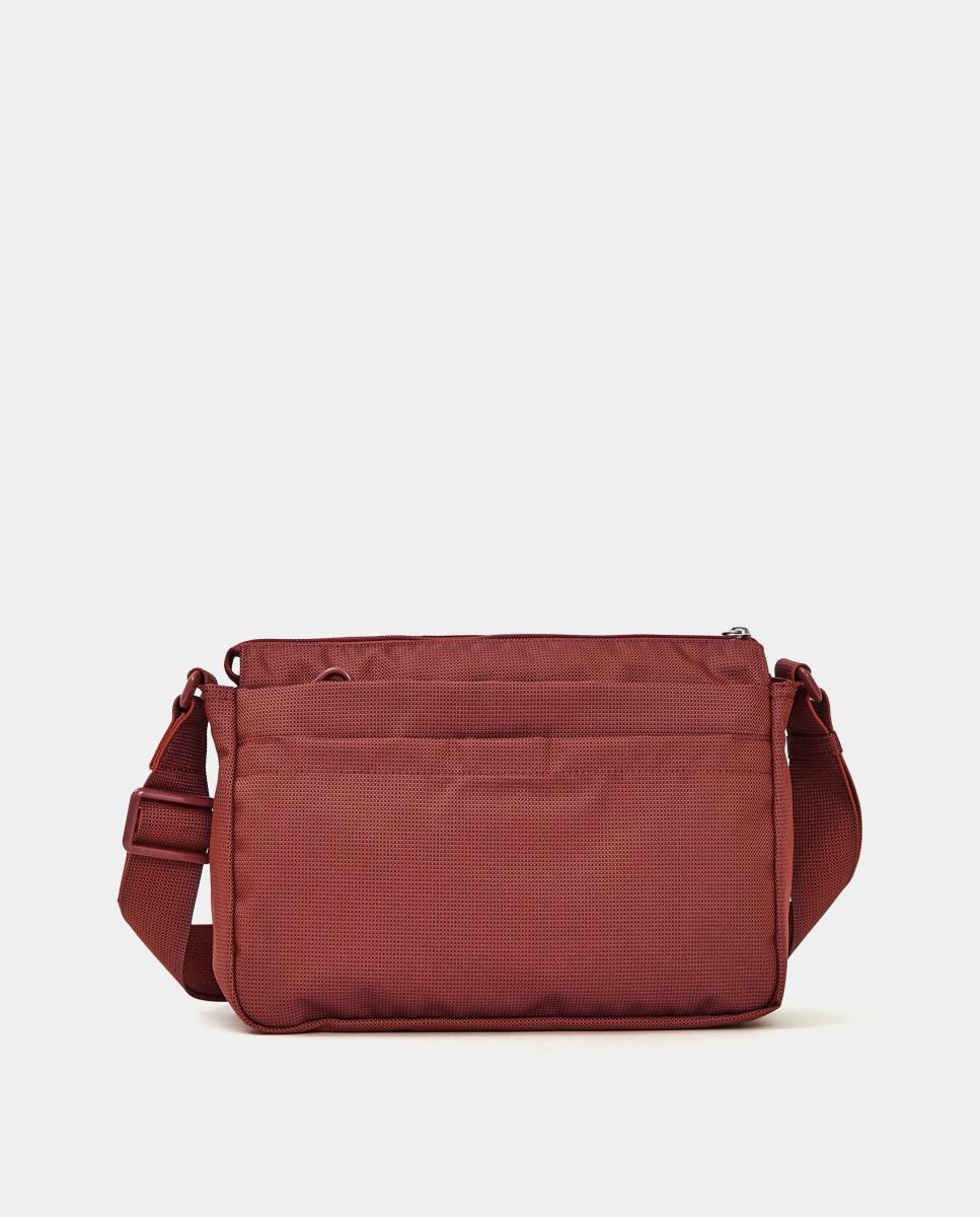 Mala a Tiracolo em Tecido Multibolsos Vermelho-3
