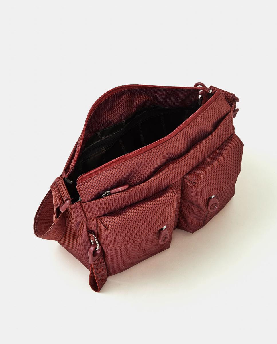 Mala a Tiracolo em Tecido Multibolsos Vermelho-4