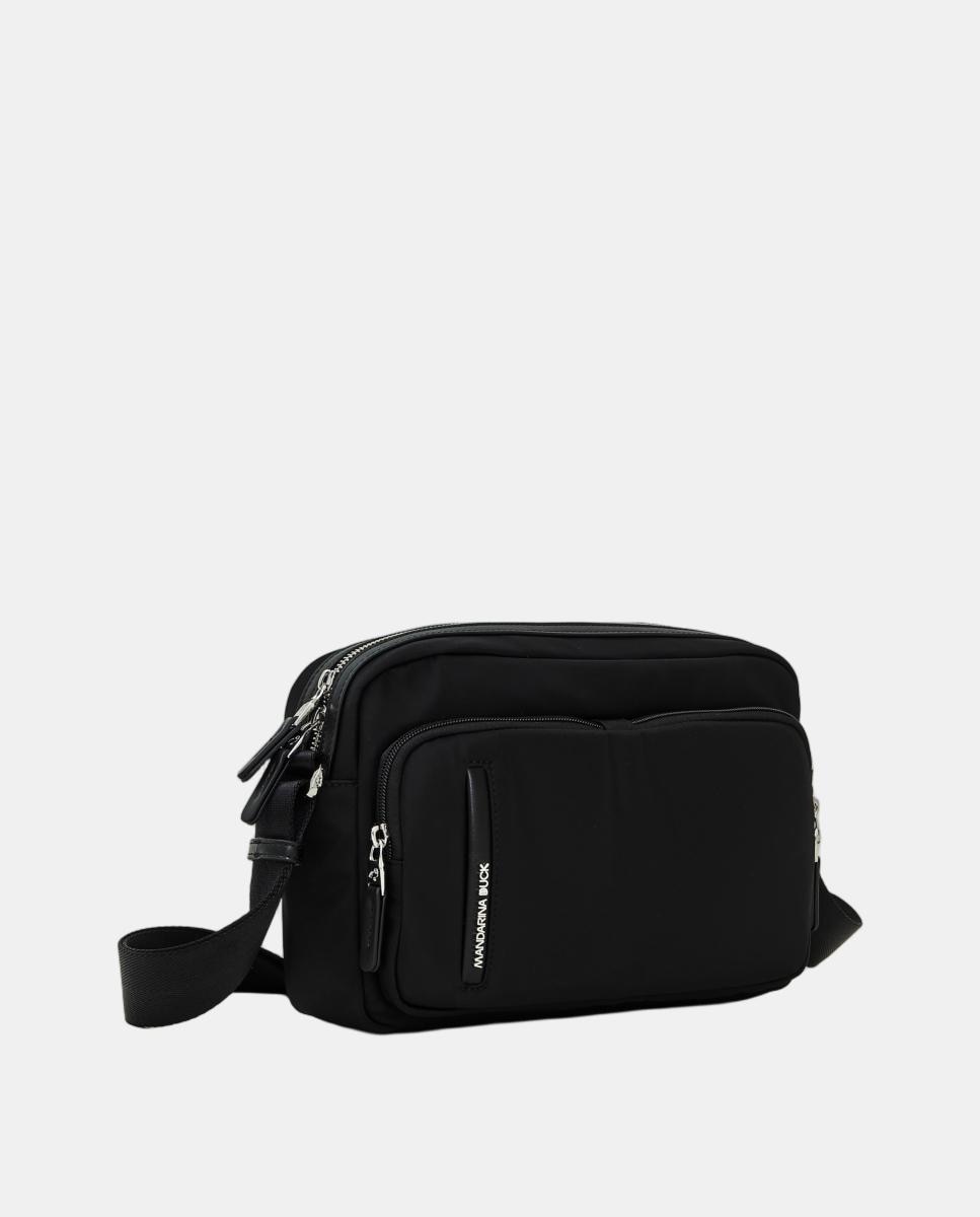 Mala a Tiracolo com Fecho de Correr e em Nylon Preto-2