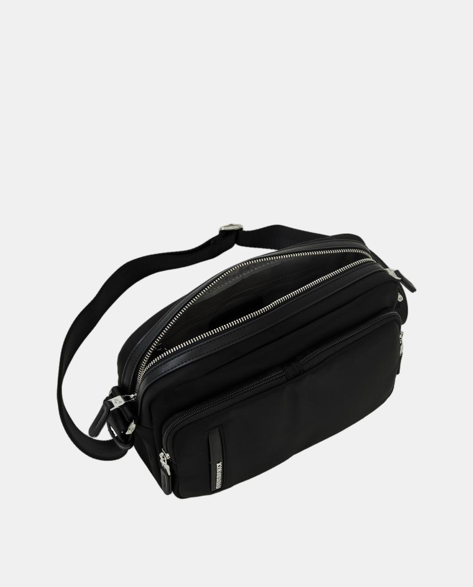 Mala a Tiracolo com Fecho de Correr e em Nylon Preto-4
