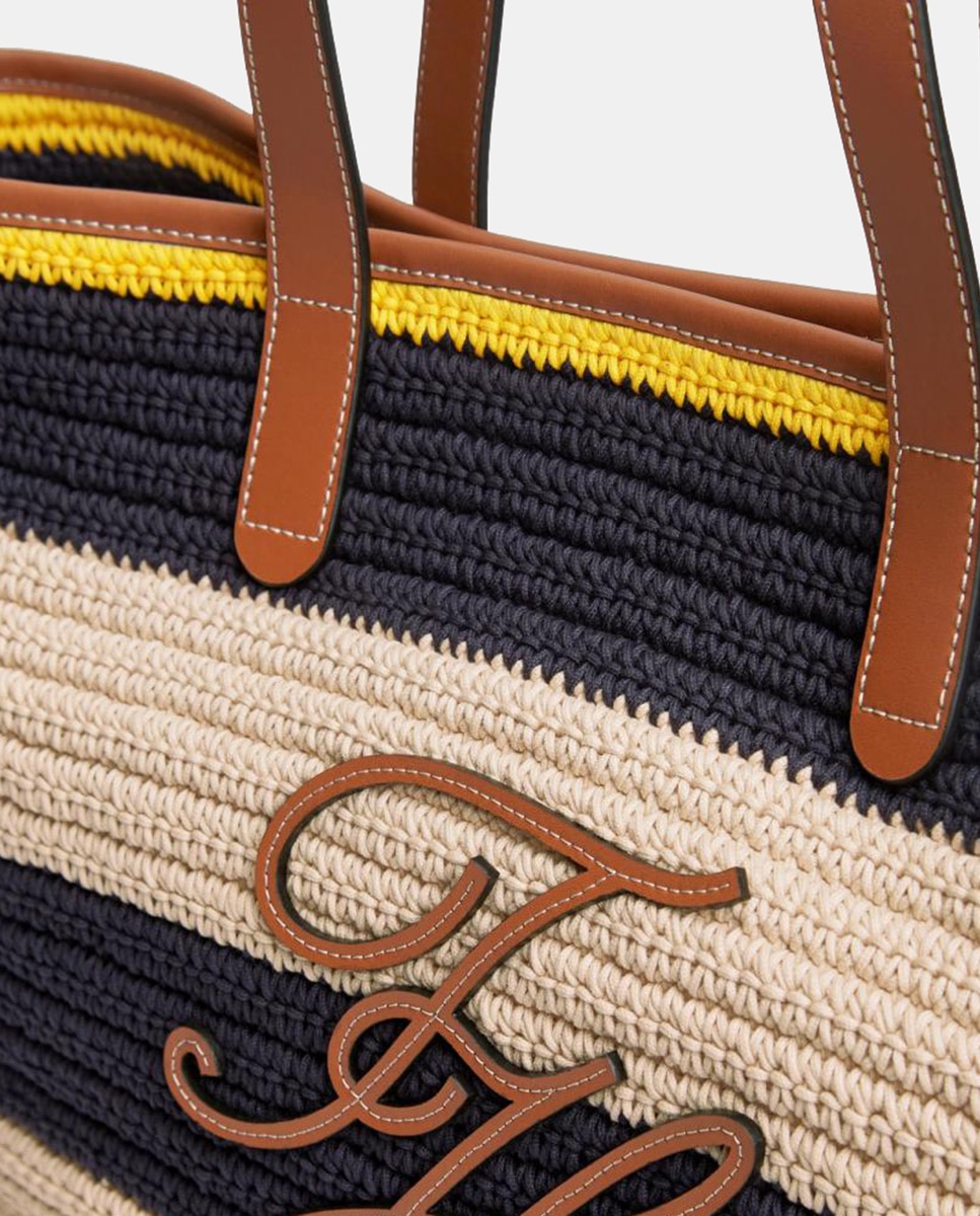 Mala Tipo Tote com Estampado às Riscas Azul-marinho-4