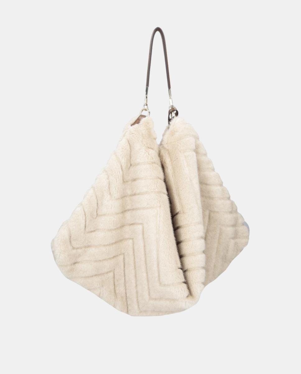 Mala Shopper em Eco-Pelo Bege-3