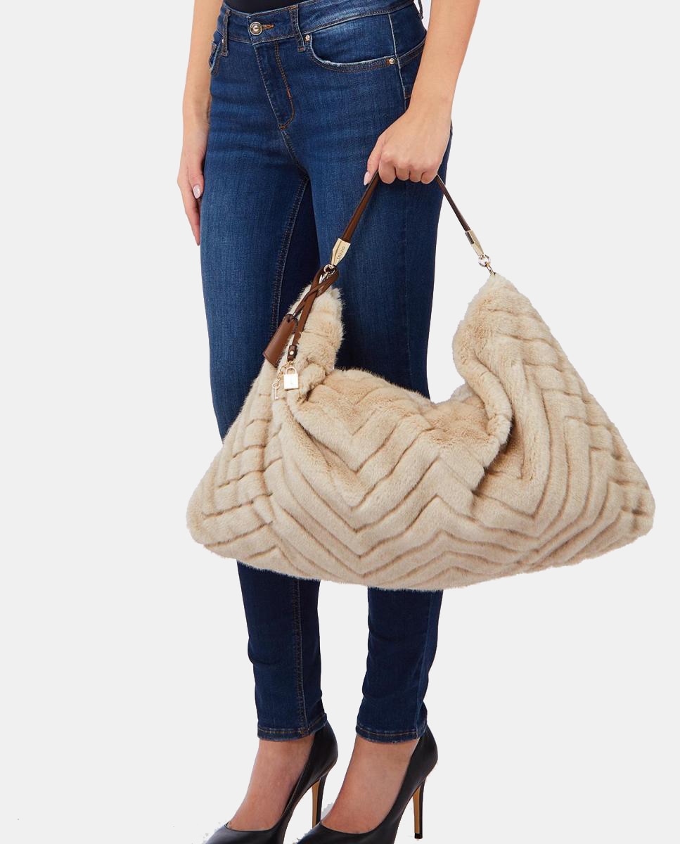Mala Shopper em Eco-Pelo Bege-5