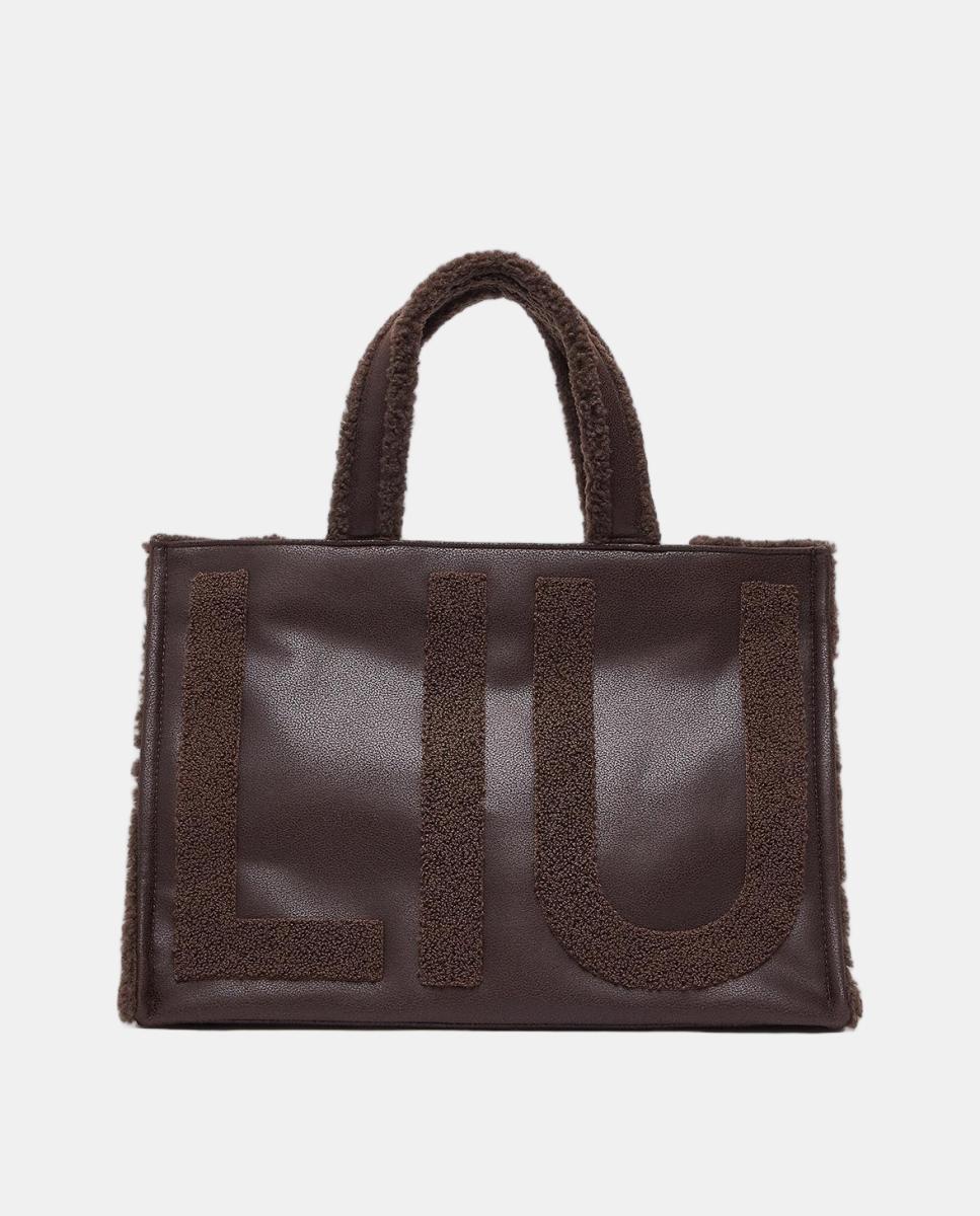 Imagen 1 de Bolso tote con detalle borrego y asa extraible - LIUJO - Marrón oscuro Marrón oscuro