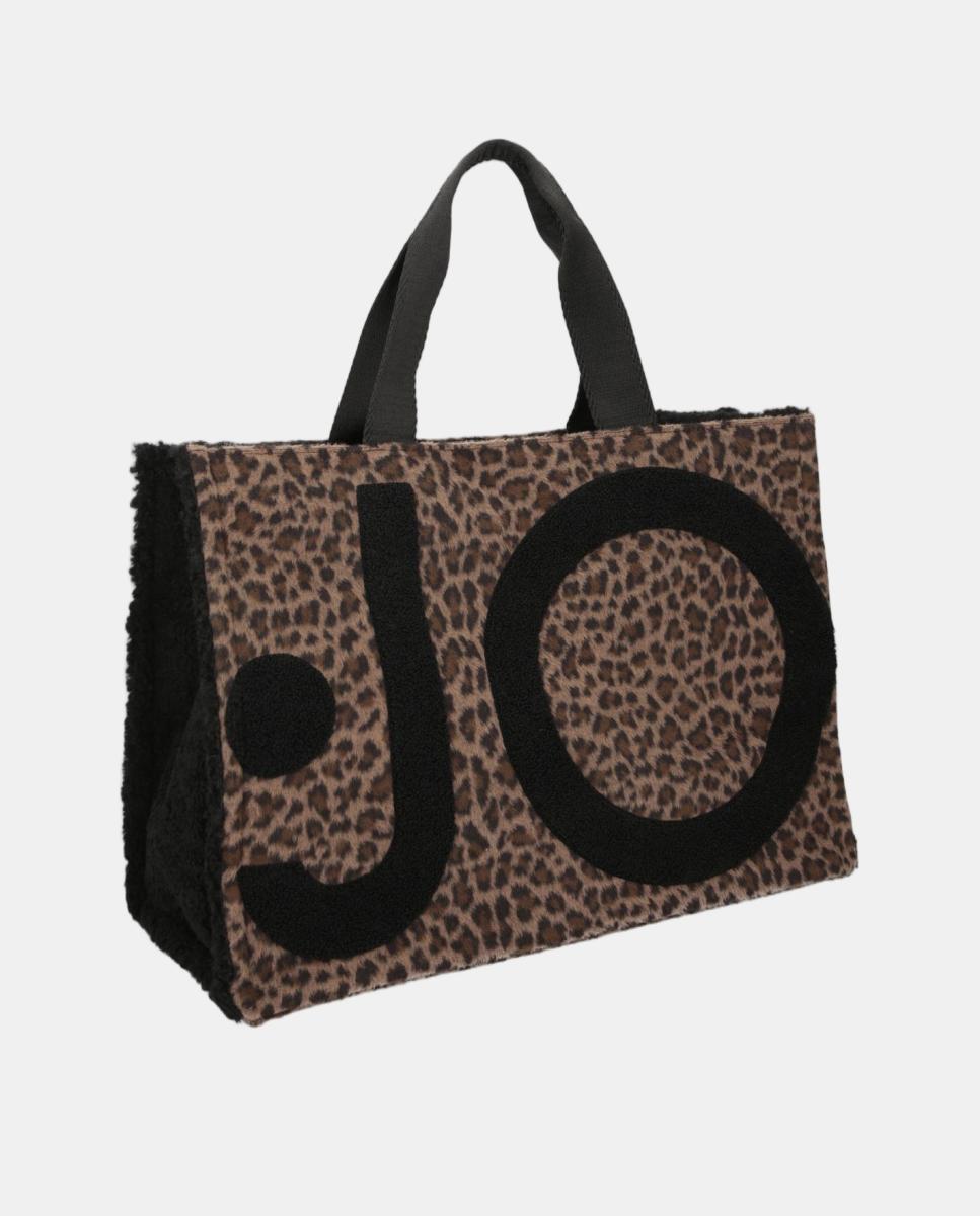 Mala Tipo Tote com Animal Print Castanho-escuro-3