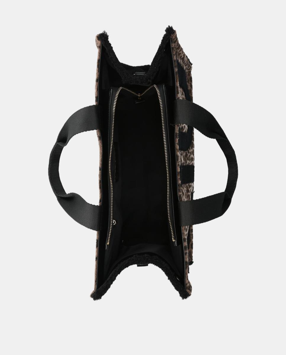 Mala Tipo Tote com Animal Print Castanho-escuro-4