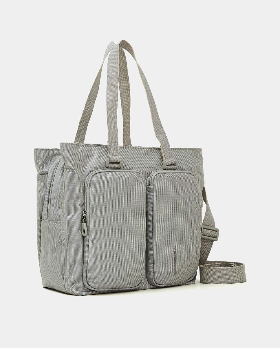 Mala Shopper em Tecido Cinzento-claro-2