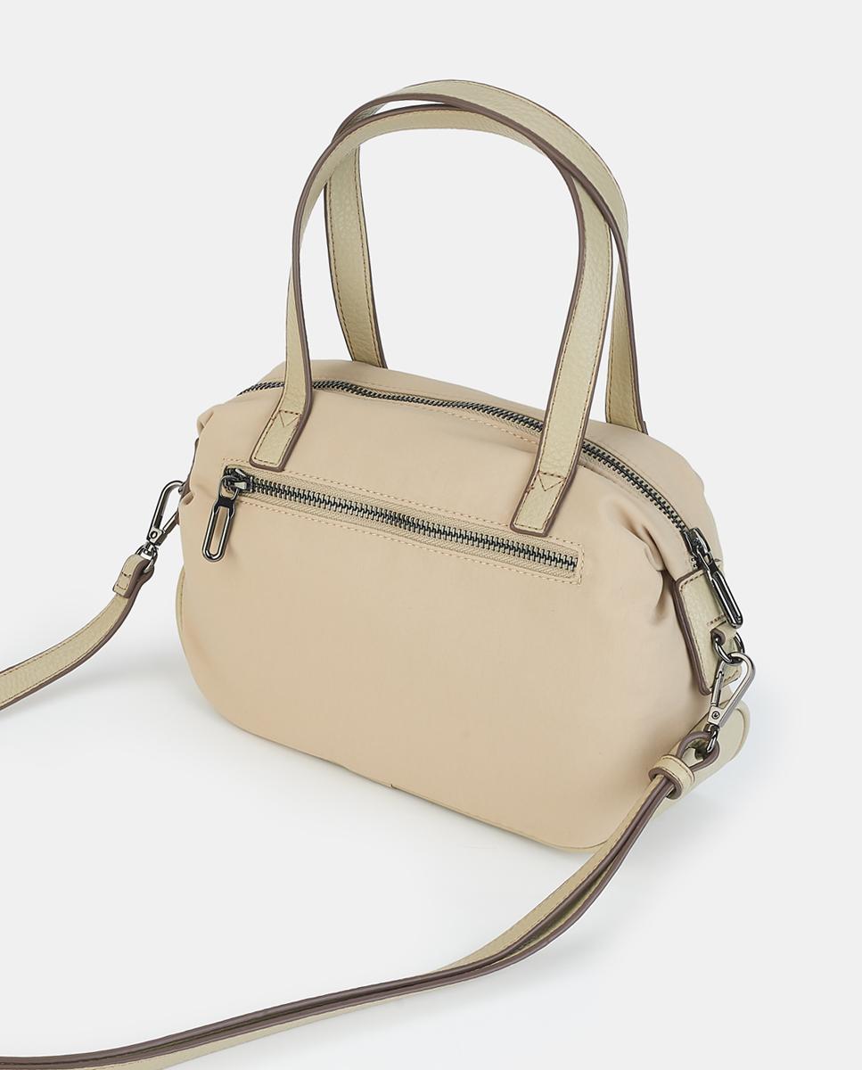 Mala Crossbody-Bowling com Fecho de Correr Bege-2