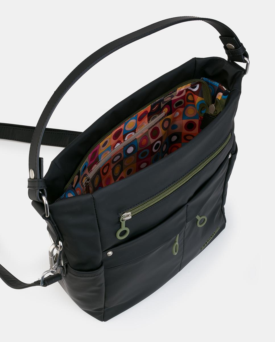 Mala Hobo com Fecho de Correr Preto-3