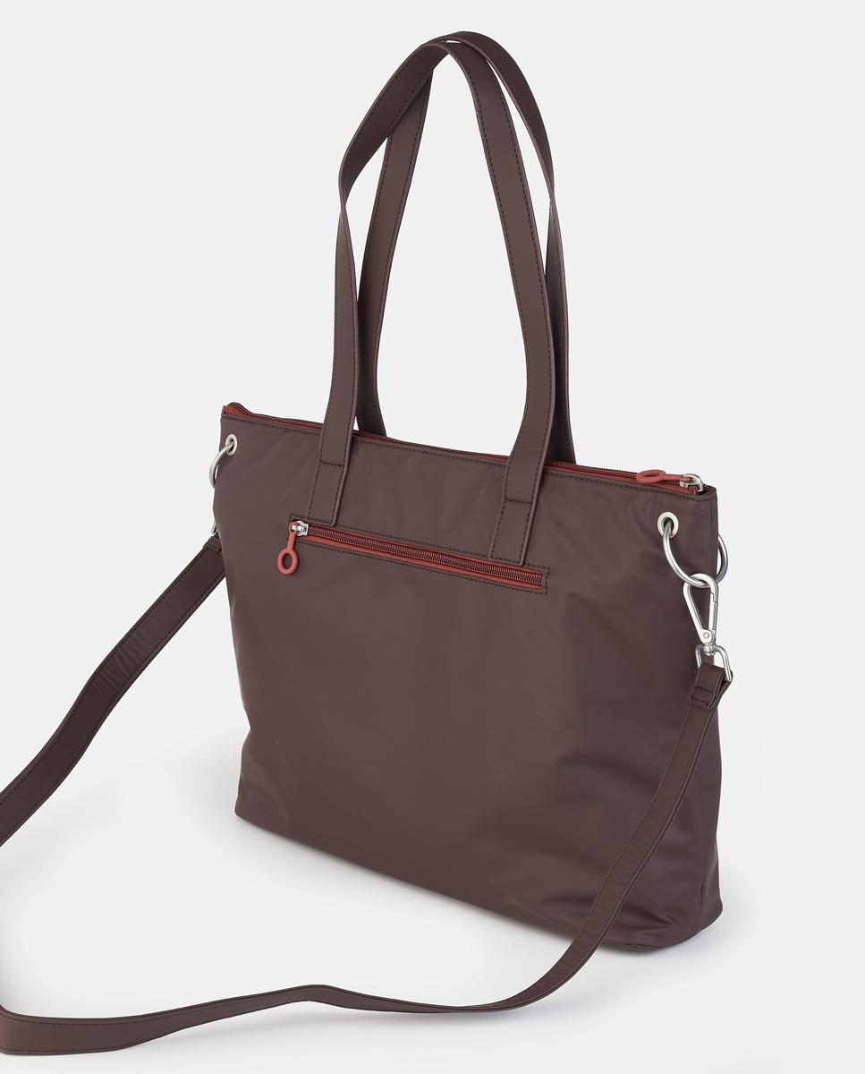 Mala Shopper com Fecho de Correr Castanho-2