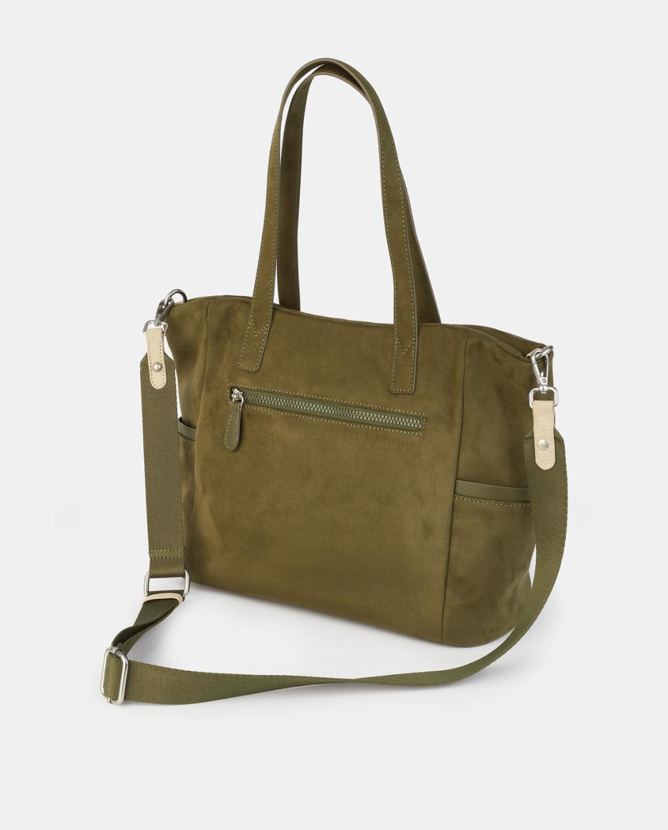 Mala Shopper com Fecho de Correr Verde-militar-2