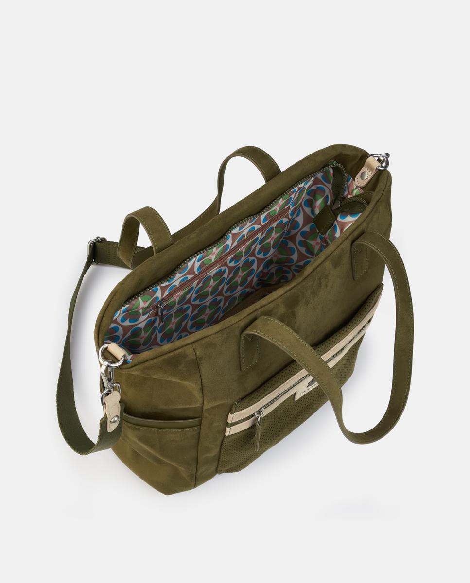 Mala Shopper com Fecho de Correr Verde-militar-3