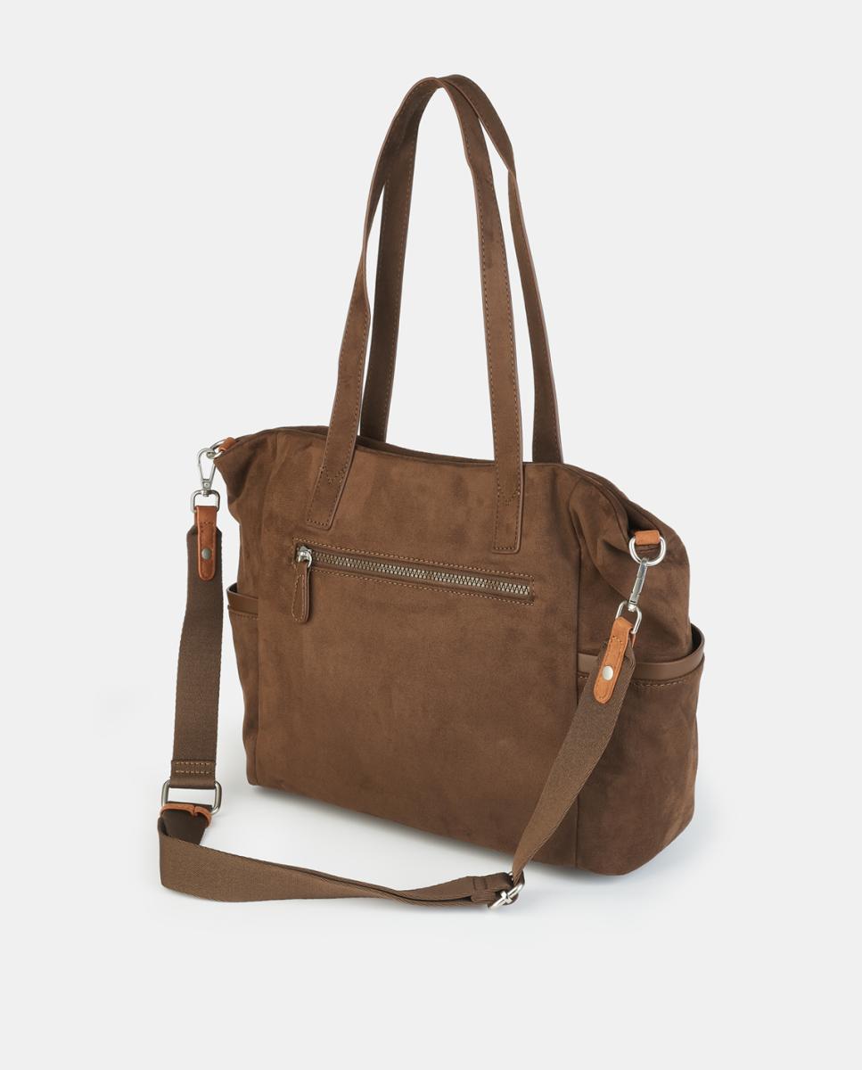 Mala Shopper com Fecho de Correr Castanho-2