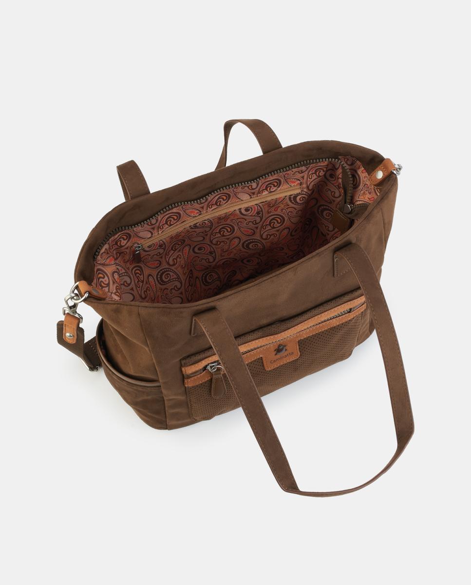 Mala Shopper com Fecho de Correr Castanho-3