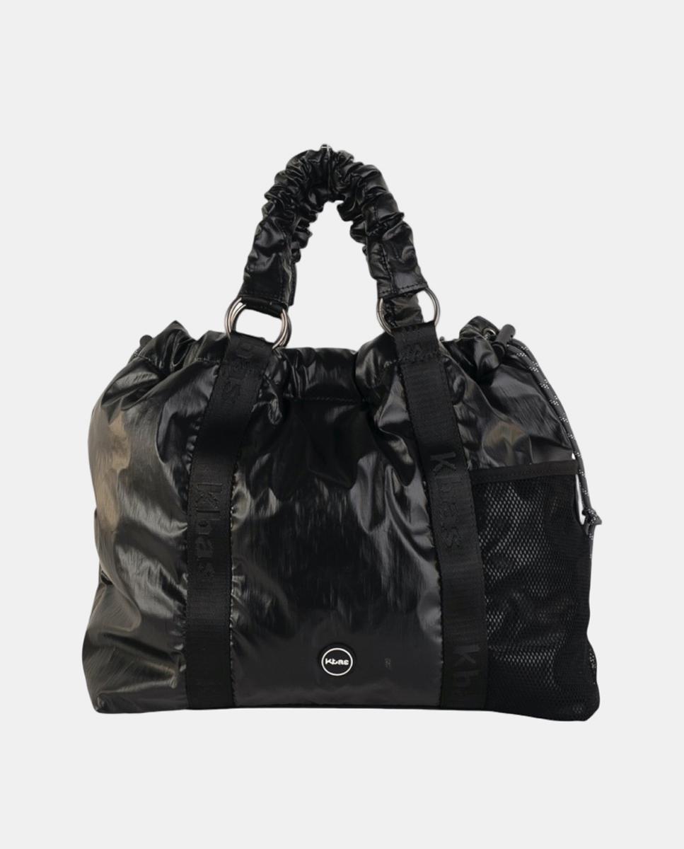 Imagem 0 de Mala Tipo Tote Larga em Tecido Ligeiro com Fecho Combinado e Bolsos Exteriores