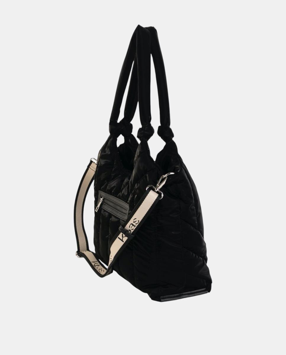 Bolso Tote grande acolchado con bandolera ajustable - Kbas - Negro Negro-2
