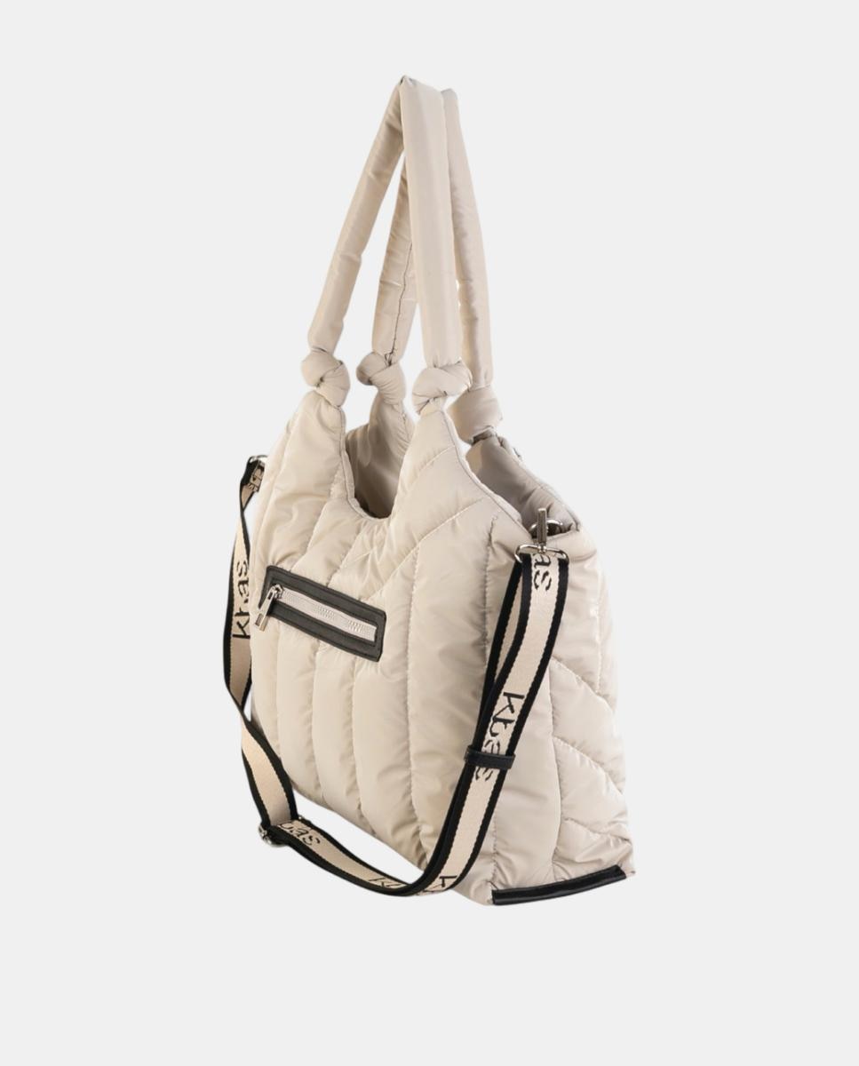 Mala Tipo Tote Grande Acolchoada com Alça de Tiracolo Ajustável Branco-2
