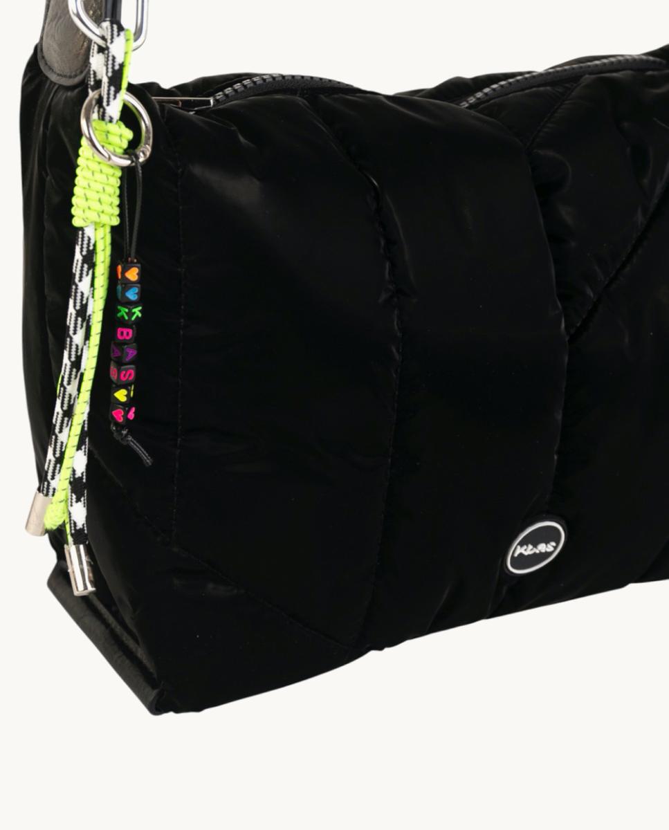 Mala a Tiracolo Média de Nylon Acolchoado com Correia Ajustável Preto-3