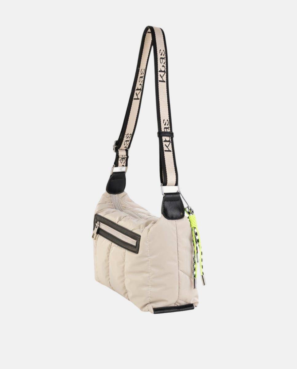 Mala a Tiracolo Média de Nylon Acolchoado com Correia Ajustável Branco-2