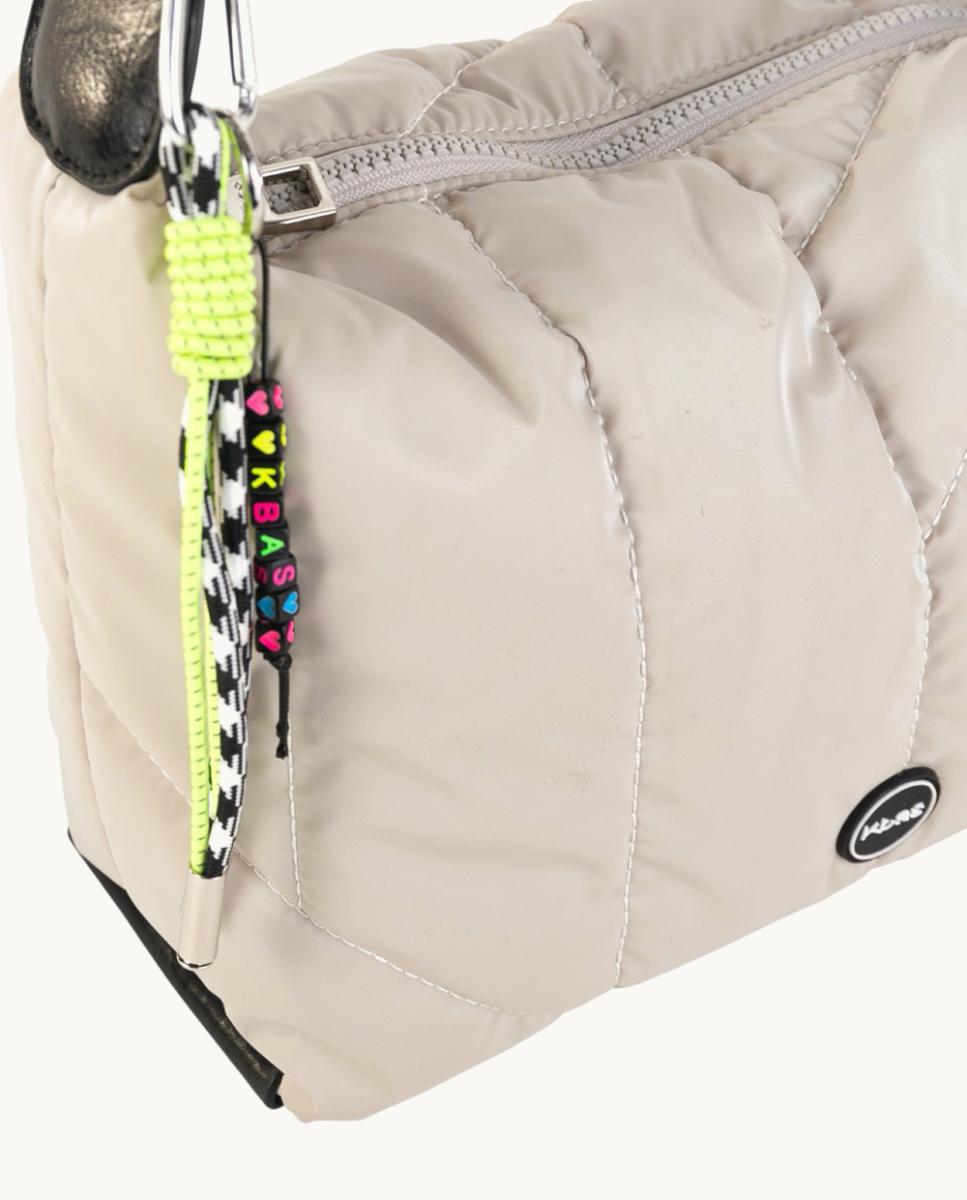Mala a Tiracolo Média de Nylon Acolchoado com Correia Ajustável Branco-3