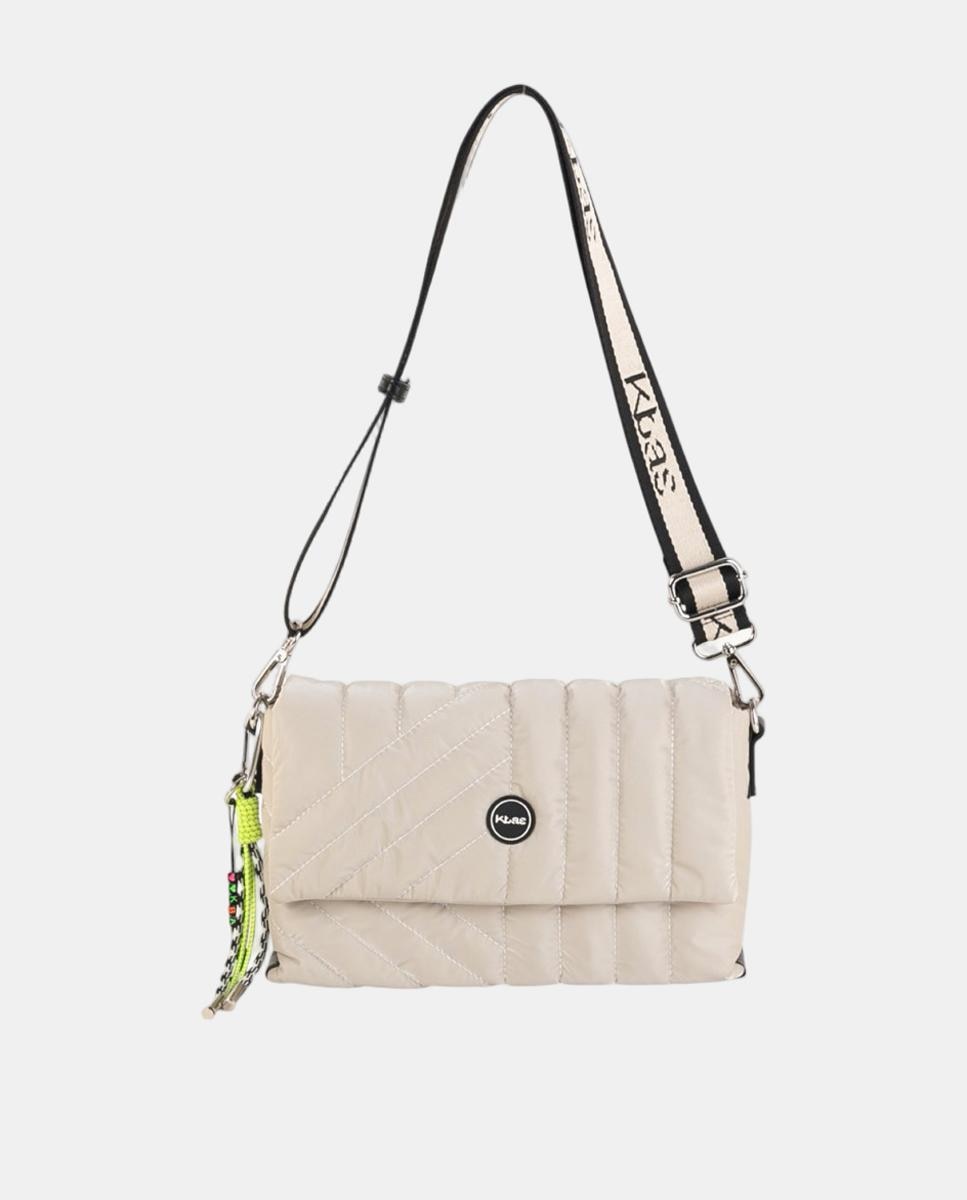 Imagem 0 de Mala Crossbody Compacta em Nylon Acolchoado com Aba e Correia Ajustável