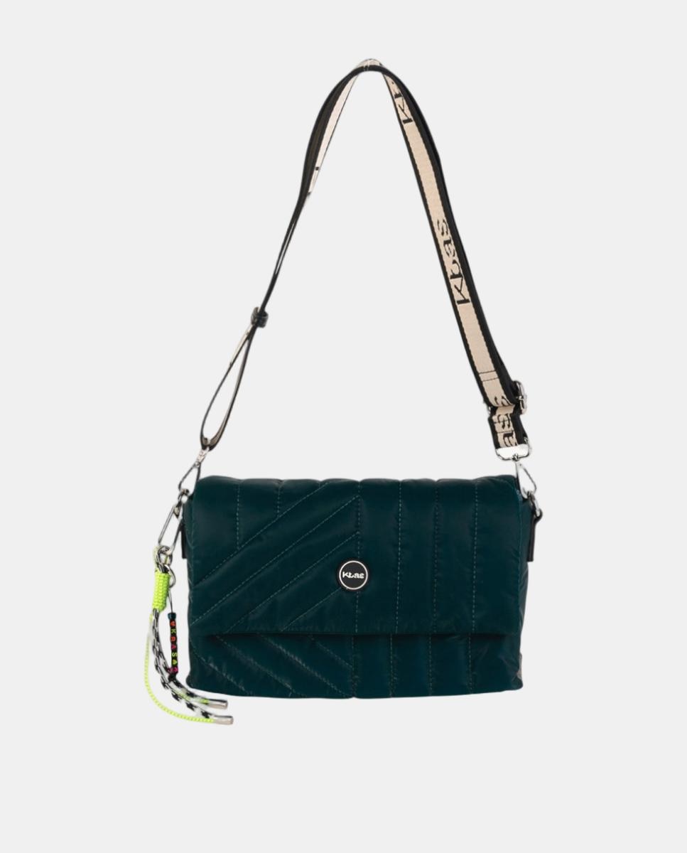 Imagem 0 de Mala Crossbody Compacta em Nylon Acolchoado com Aba e Correia Ajustável