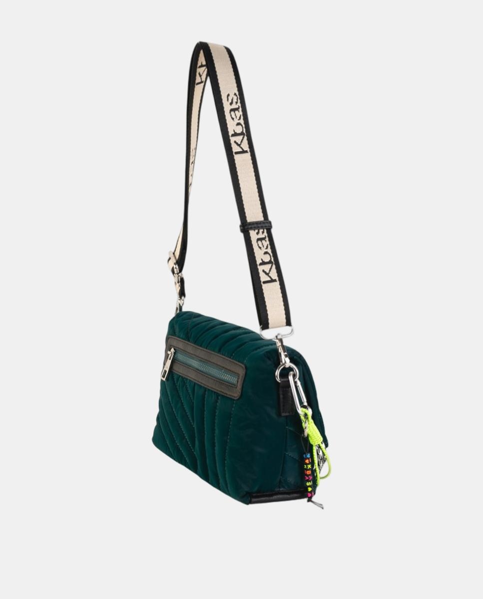 Mala Crossbody Compacta em Nylon Acolchoado com Aba e Correia Ajustável Azul-marinho-2