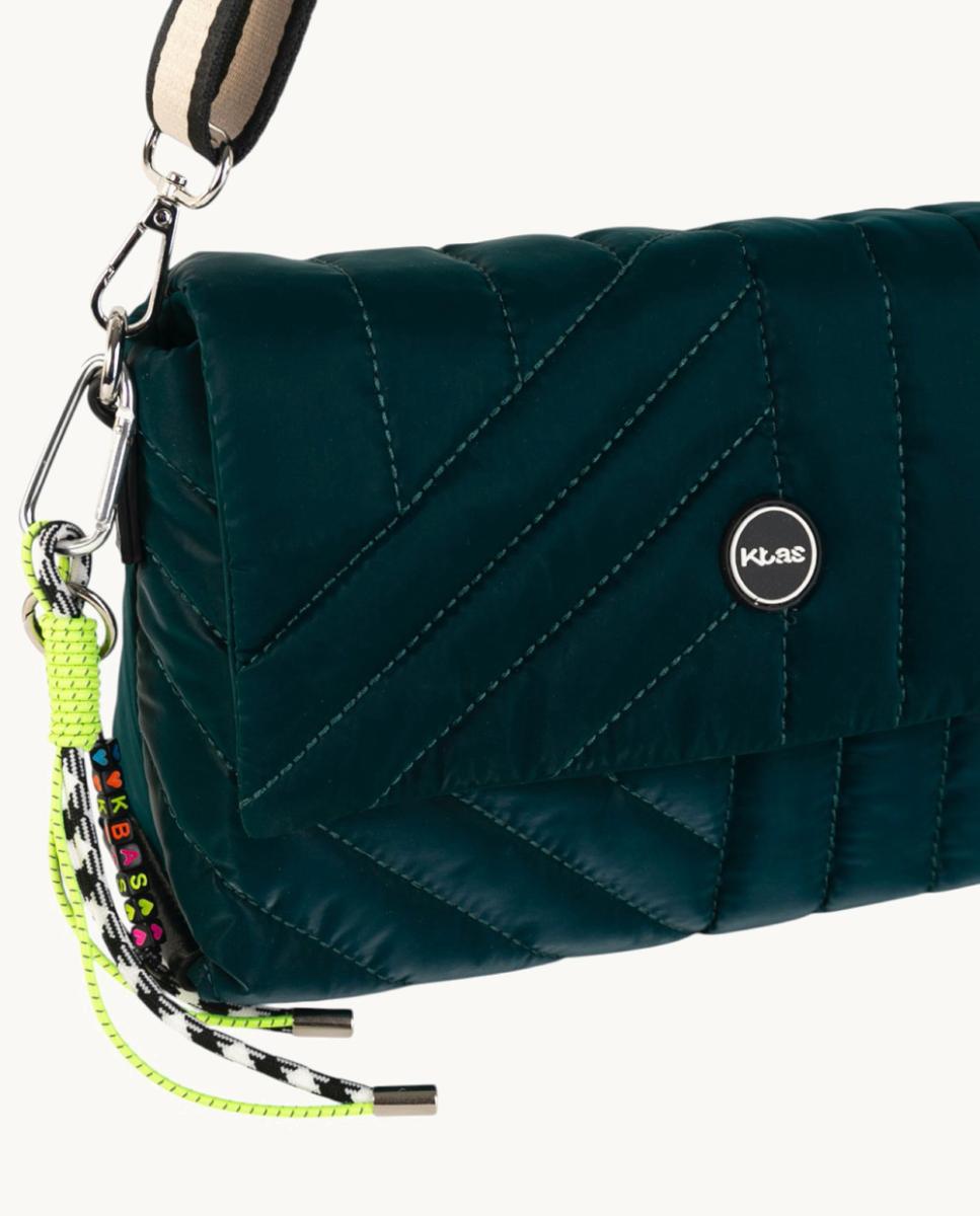 Mala Crossbody Compacta em Nylon Acolchoado com Aba e Correia Ajustável Azul-marinho-3