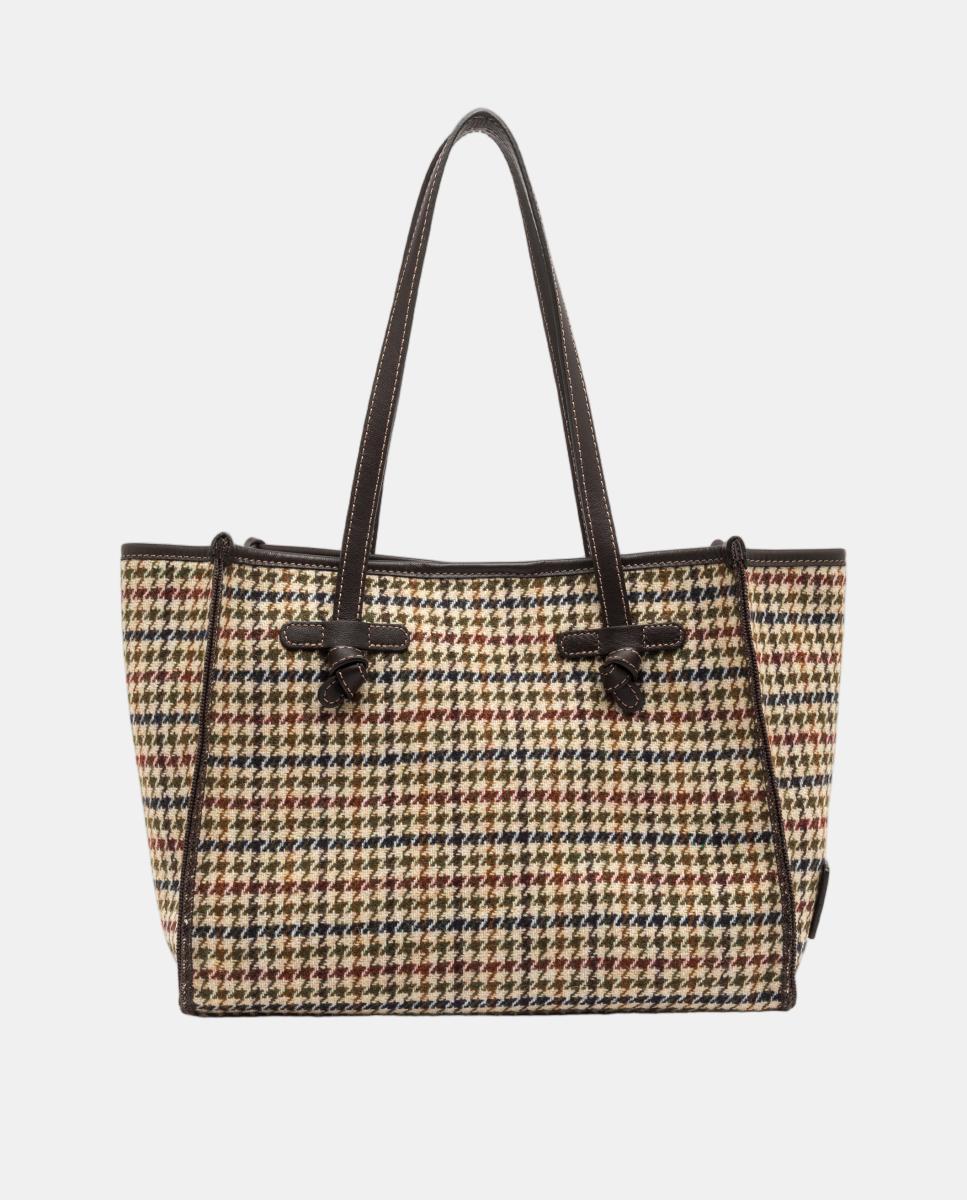 Bolso de hombro tamaño mediano en pata de gallo colección MARCELLA - Gianni Chiarini - Beige Beige-2