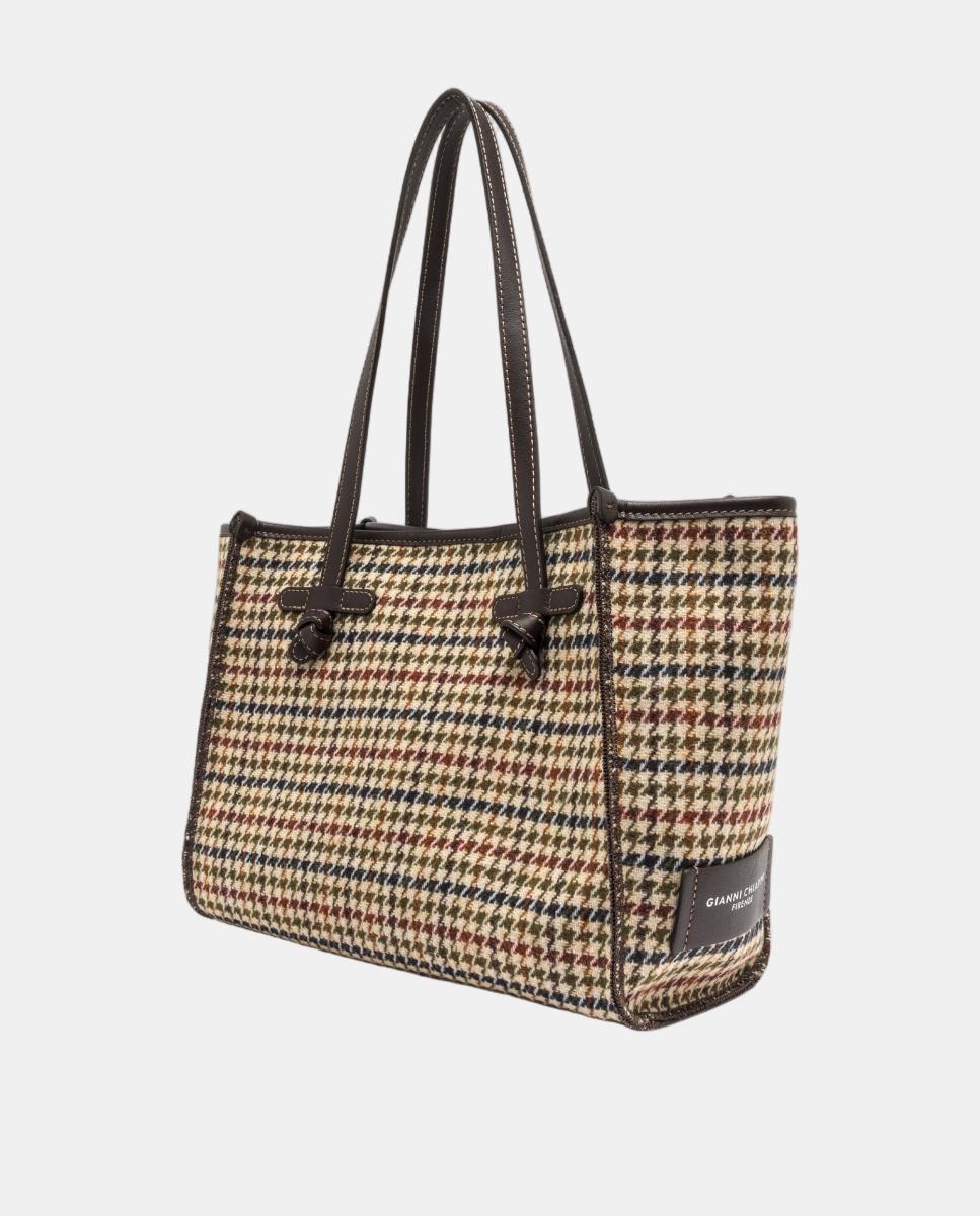 Bolso de hombro tamaño mediano en pata de gallo colección MARCELLA - Gianni Chiarini - Beige Beige-3