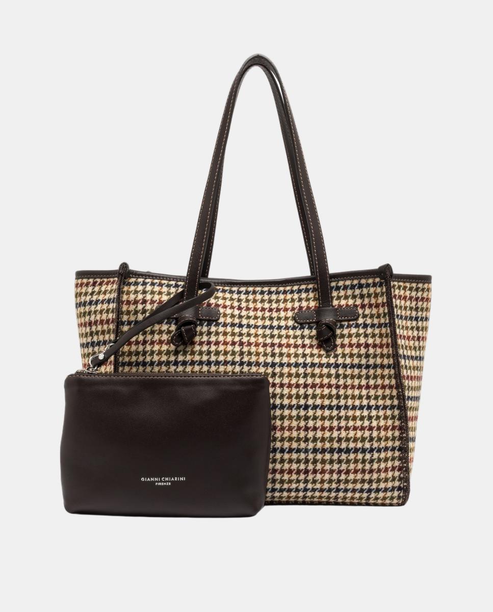 Bolso de hombro tamaño mediano en pata de gallo colección MARCELLA - Gianni Chiarini - Beige Beige-5