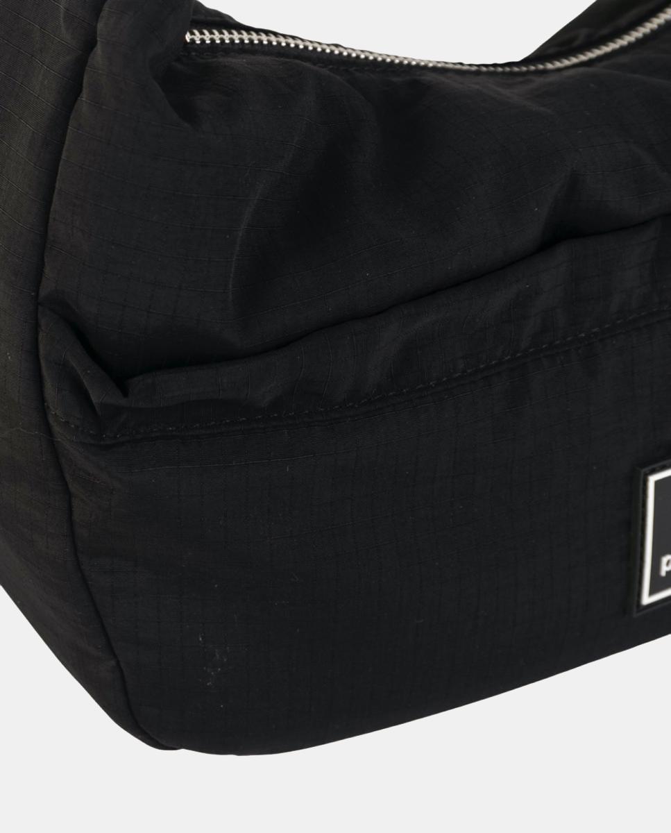 Mala a Tiracolo Urbana Média em Nylon Ligeiro com Correia Ajustável Preto-3