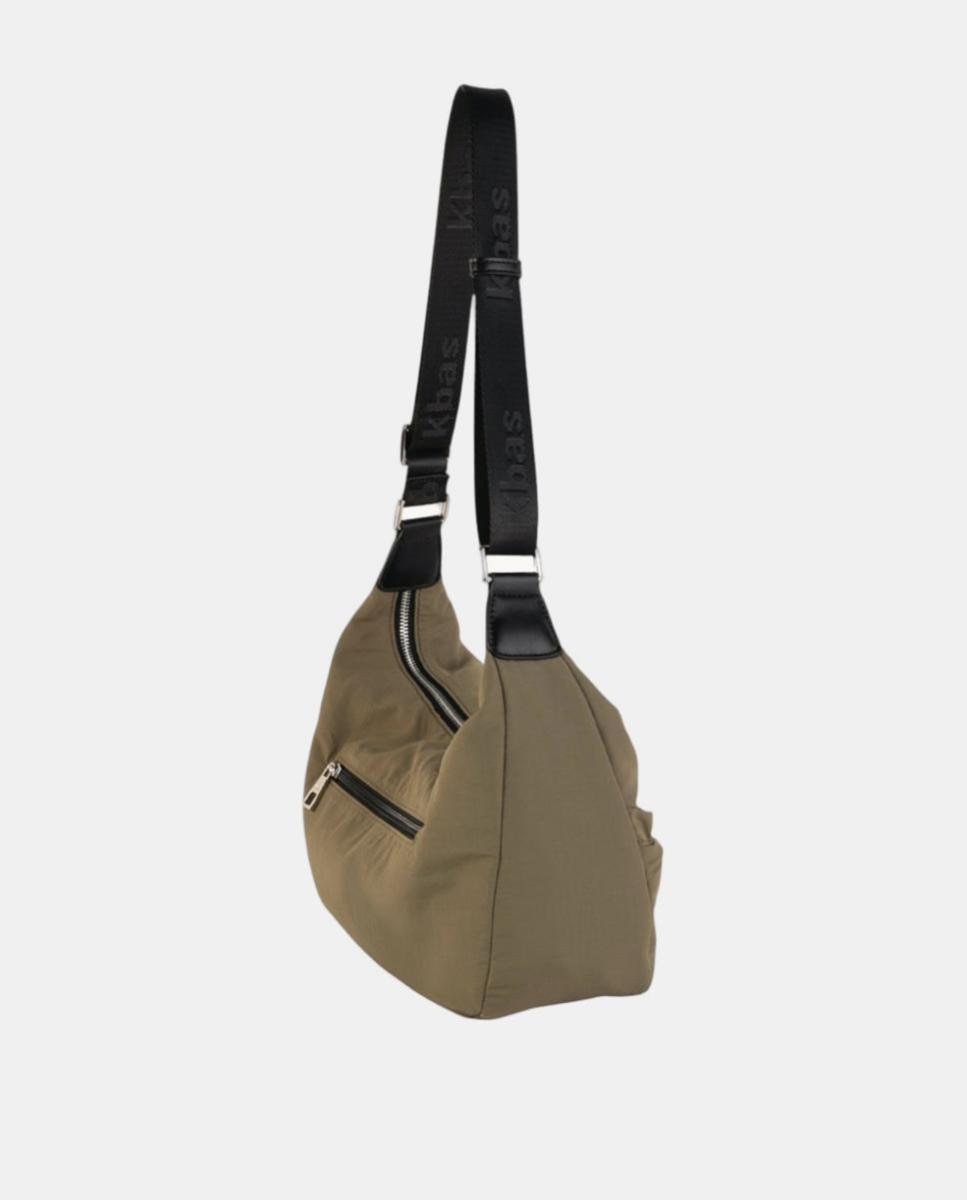 Mala a Tiracolo Urbana Média em Nylon Ligeiro com Correia Ajustável Verde-militar-2