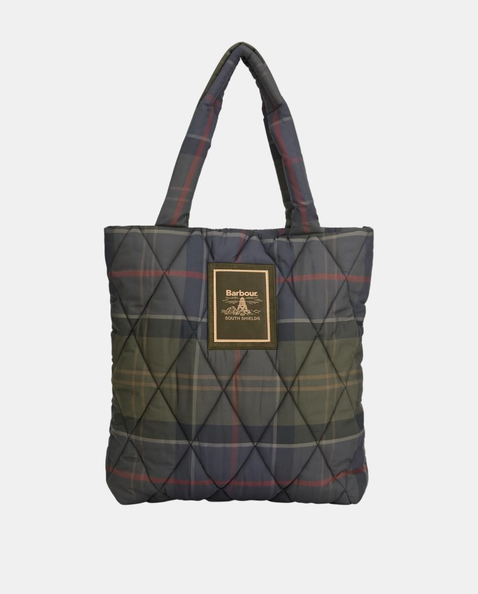 Imagen 0 de Bolso de mano de tartan acolchado Verde