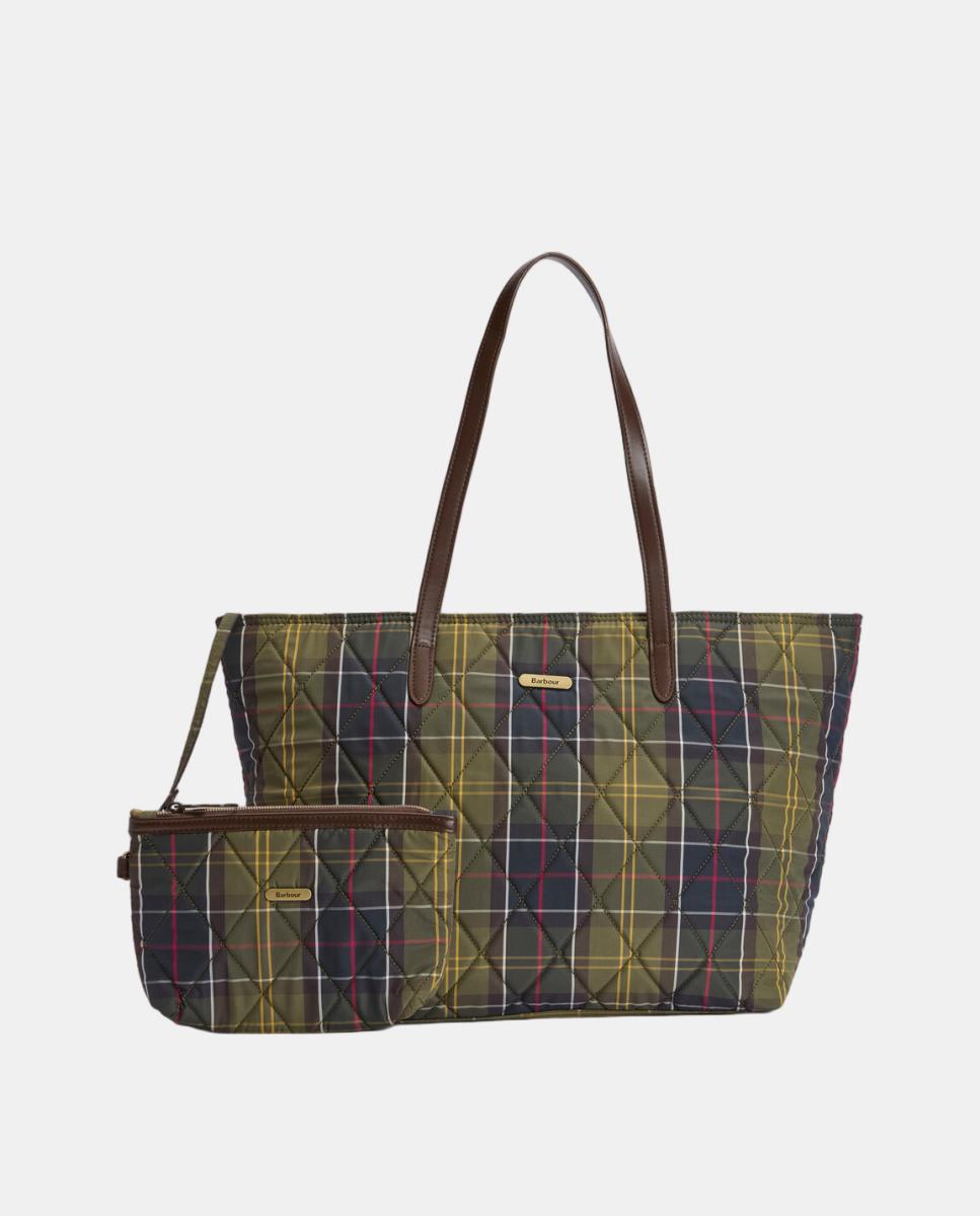 Imagen 0 de Bolso de hombro de tartan acolchado Verde
