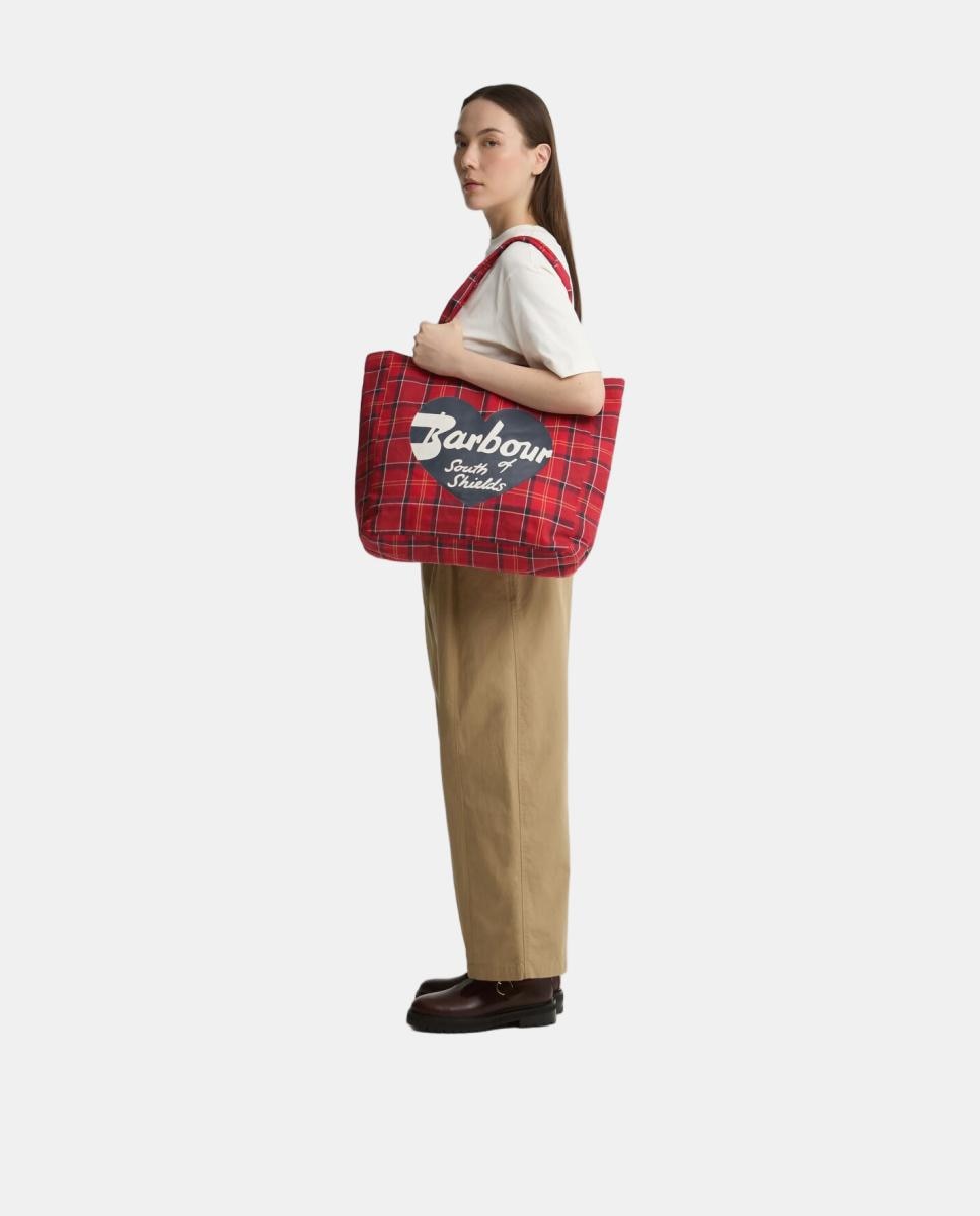 Bolso de hombro de tartan acolchado - Barbour - Rojo Rojo-2