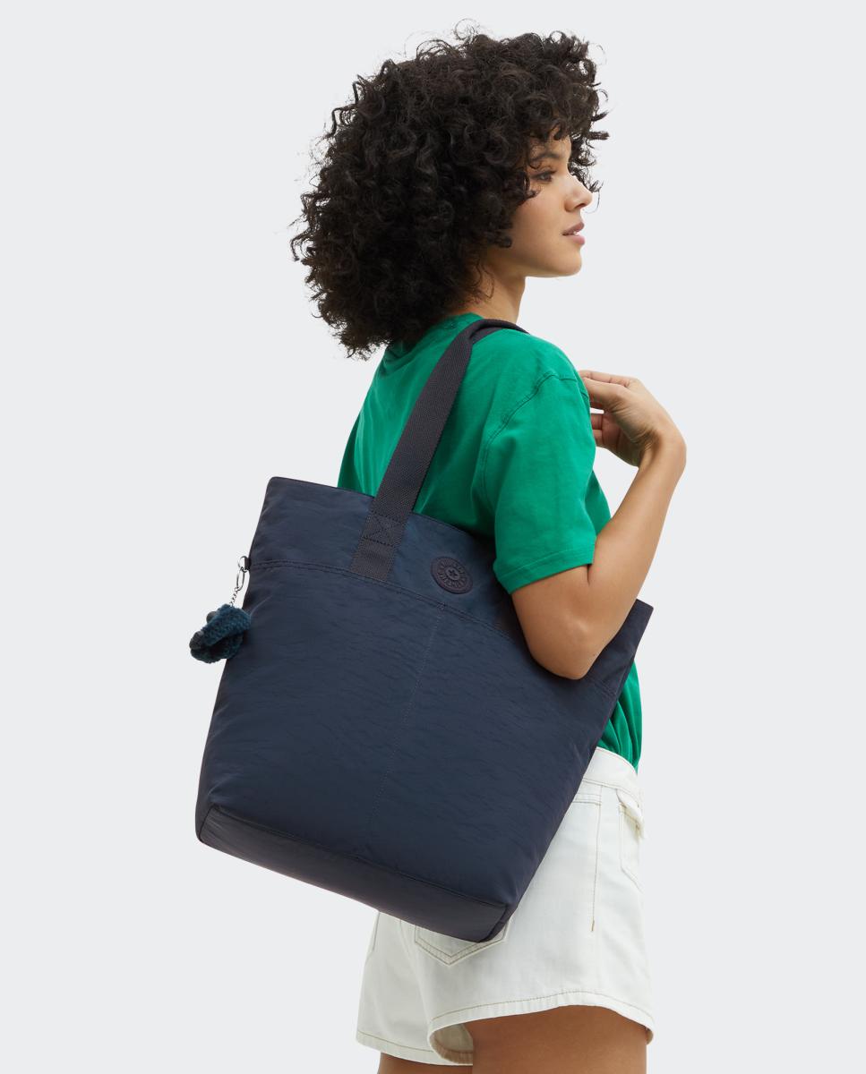 Mala Tipo Tote Grande com Compartimento para Portátil Azul-marinho-6