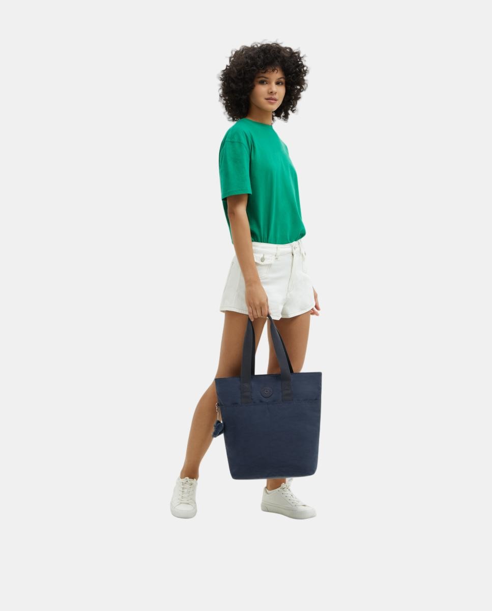 Mala Tipo Tote Grande com Compartimento para Portátil Azul-marinho-7