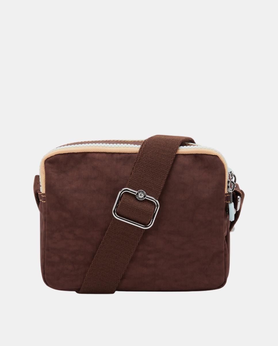 Mala a Tiracolo Pequena com Bolsos à Frente Castanho-2