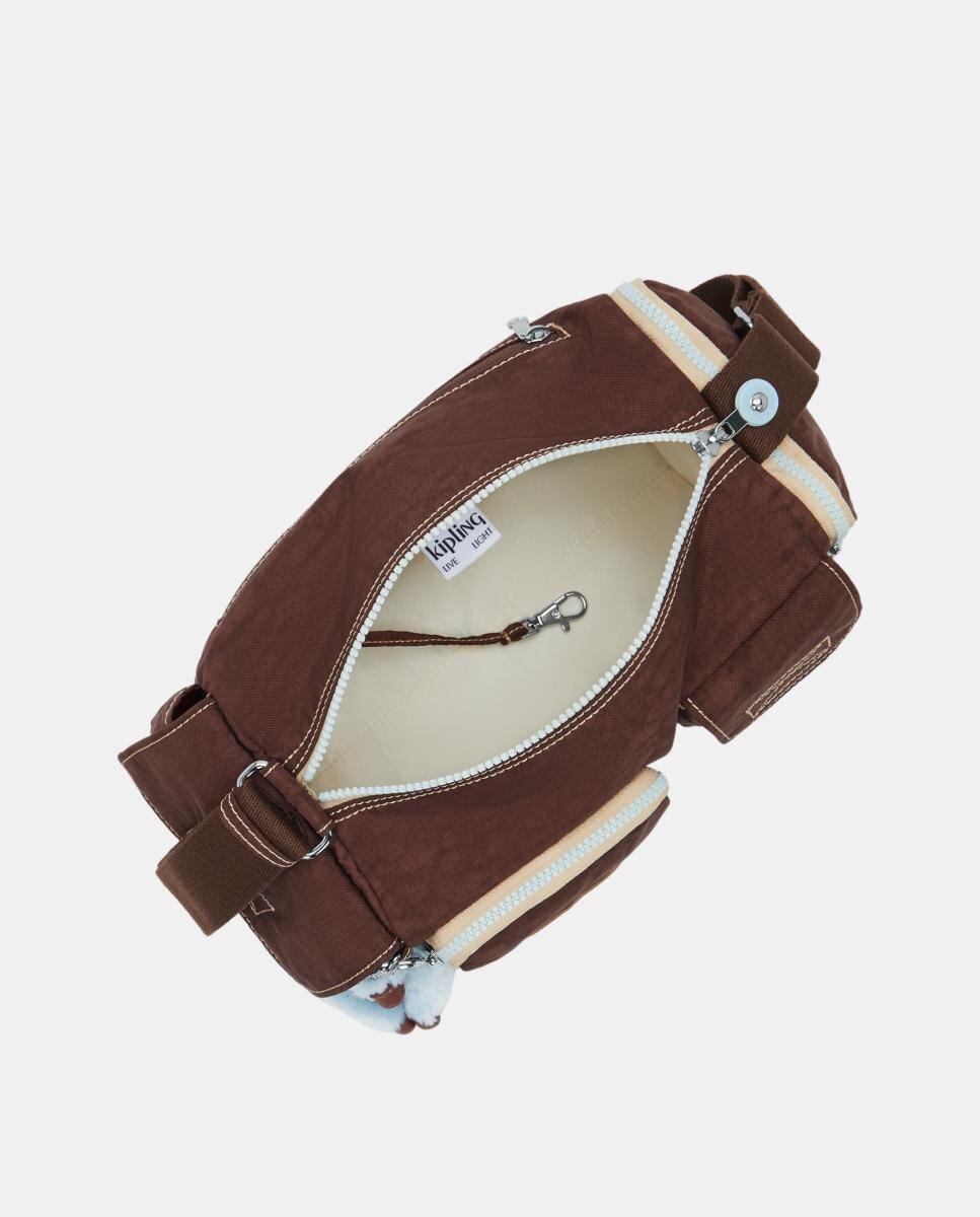 Mala a Tiracolo Média com Design Compacto Castanho-3