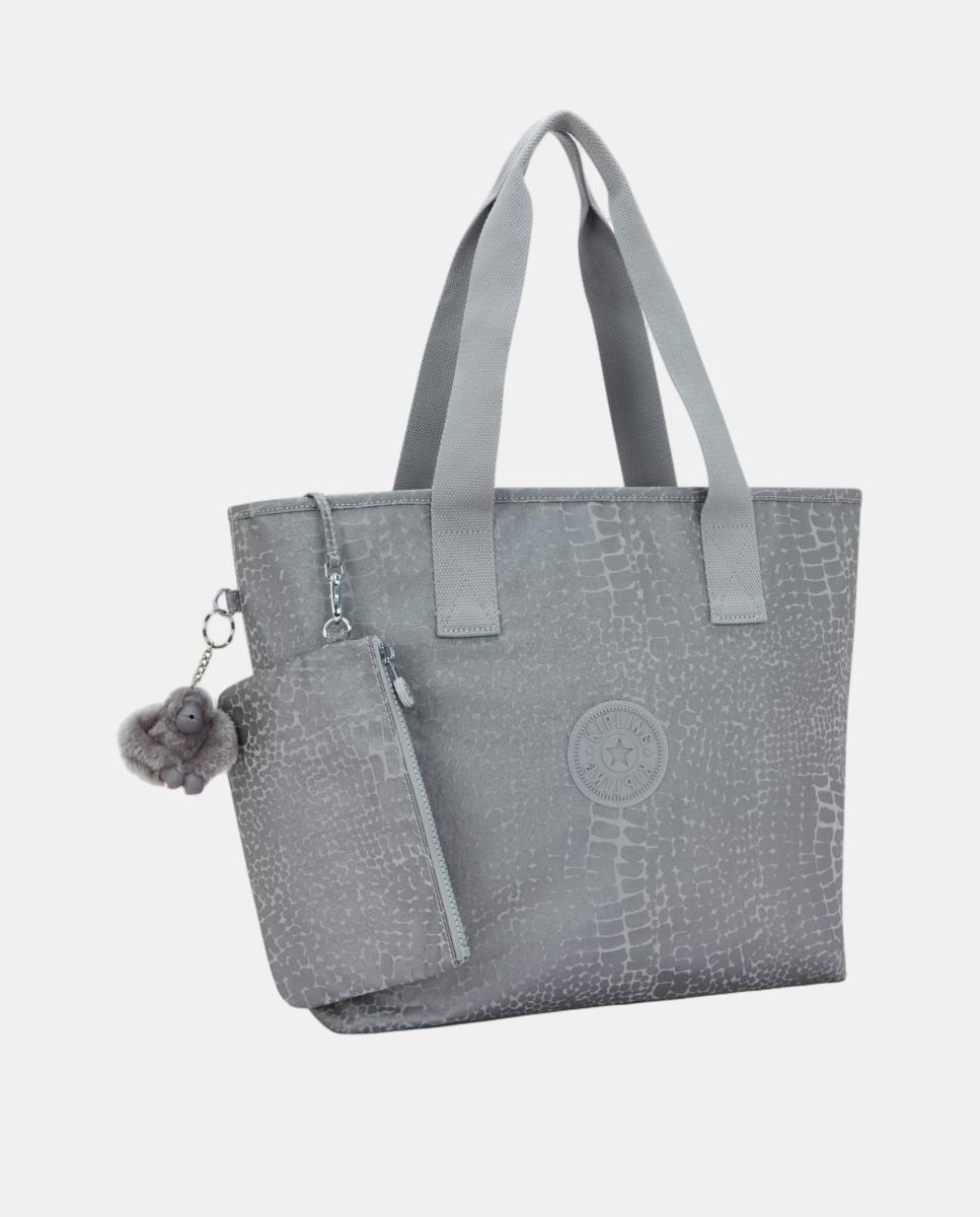 Mala Tipo Tote Média com Nécessaire Amovível Prata-3