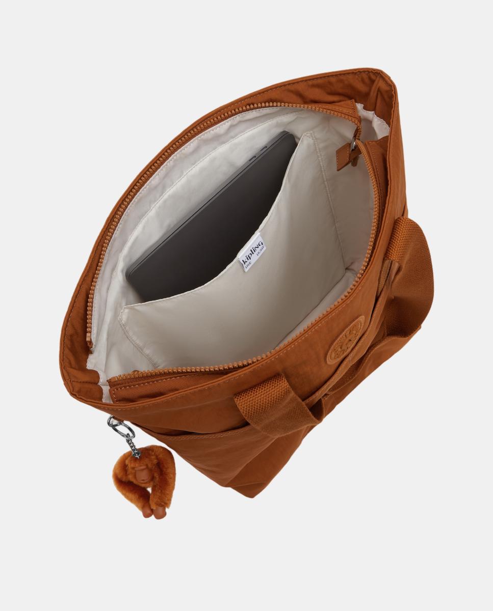 Mala Tipo Tote Grande com Compartimento para Portátil Castanho-3