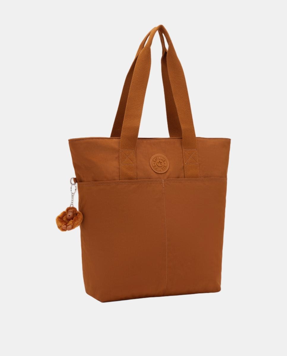 Mala Tipo Tote Grande com Compartimento para Portátil Castanho-4