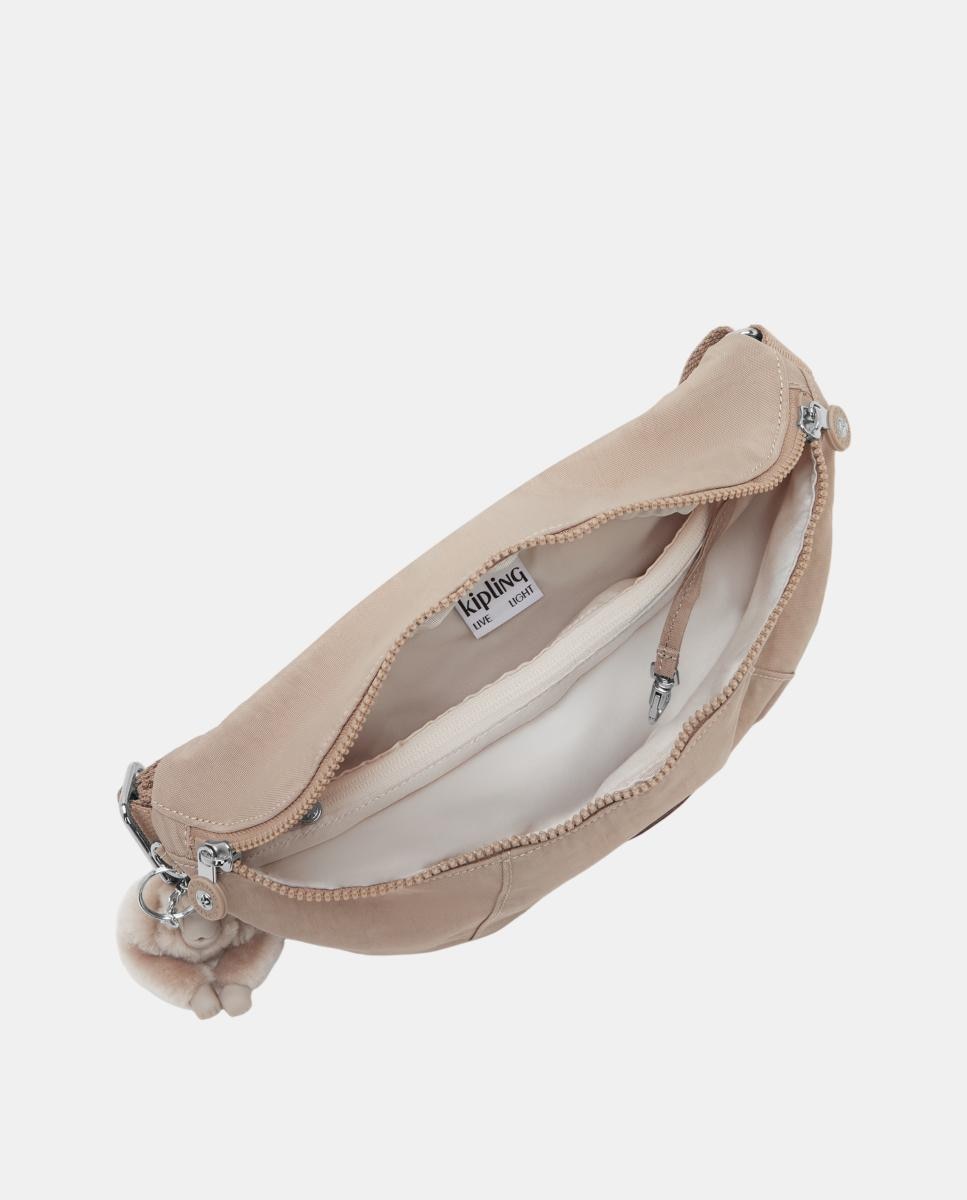 Bolsa de Cintura Média com Bolsos Organizadores Bege-3