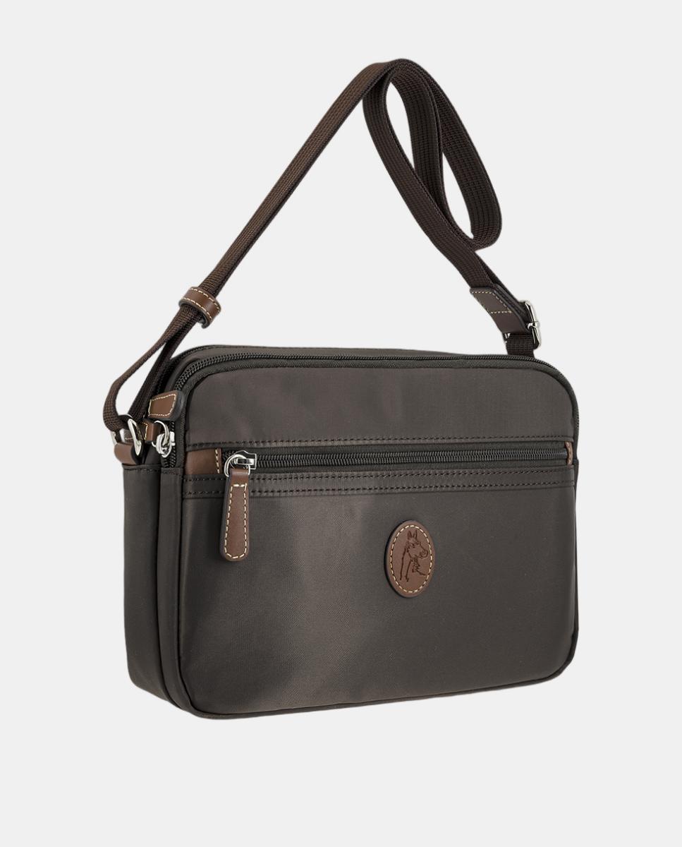 Mala a Tiracolo de Nylon com Alça Ajustável Castanho-2