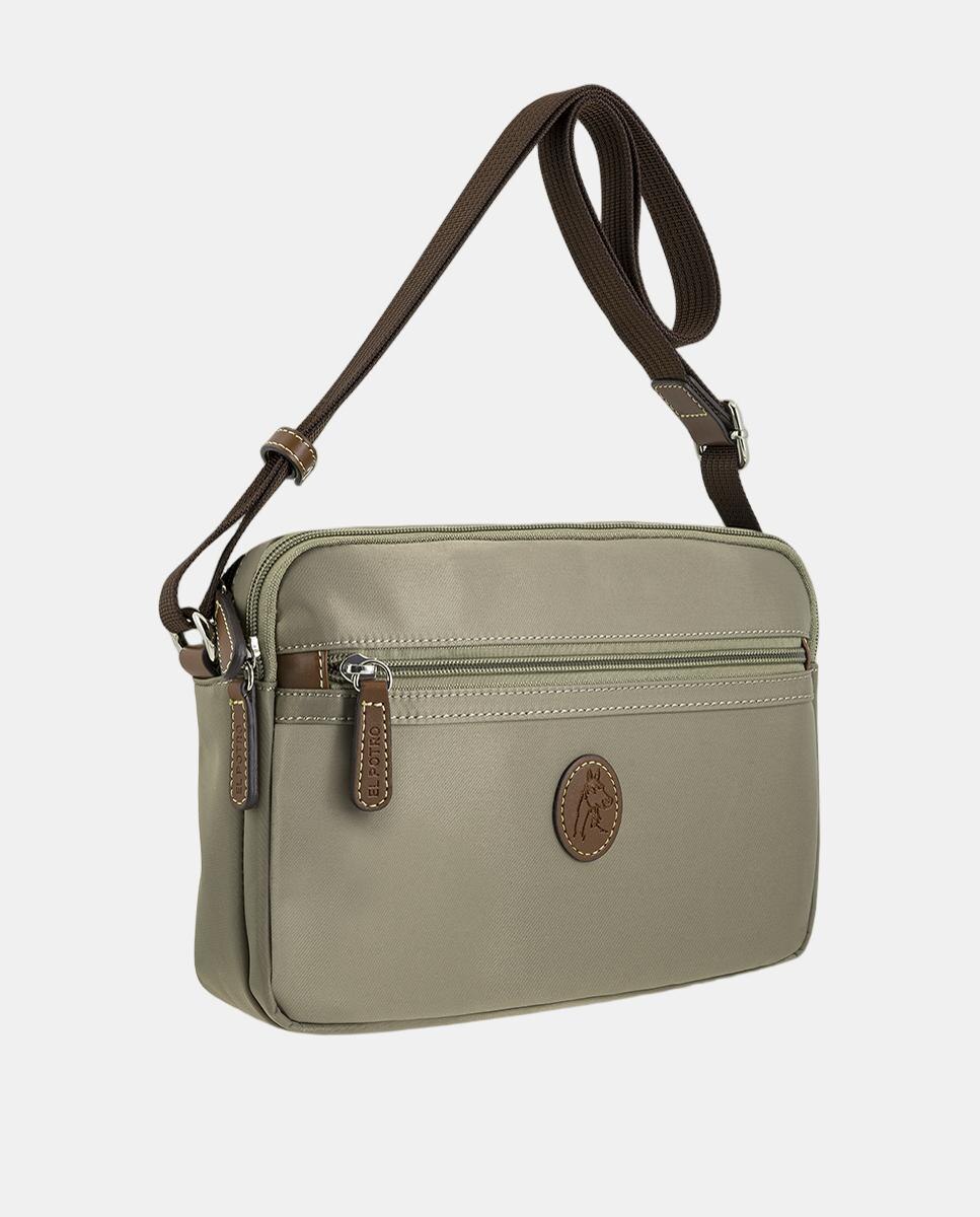 Mala a Tiracolo de Nylon com Alça Ajustável Castanho-2