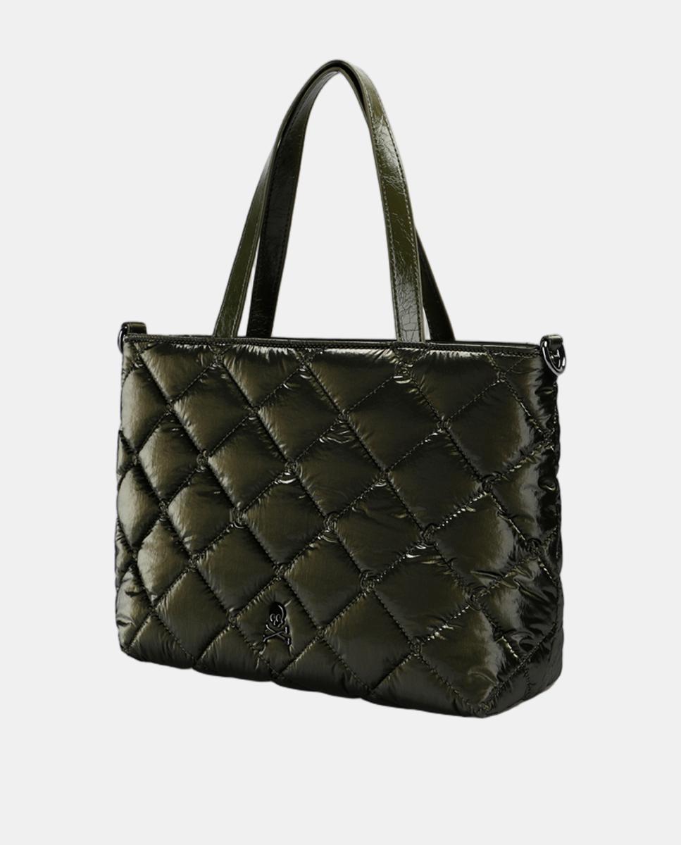 Mala shopper acolchoada Verde-militar-3